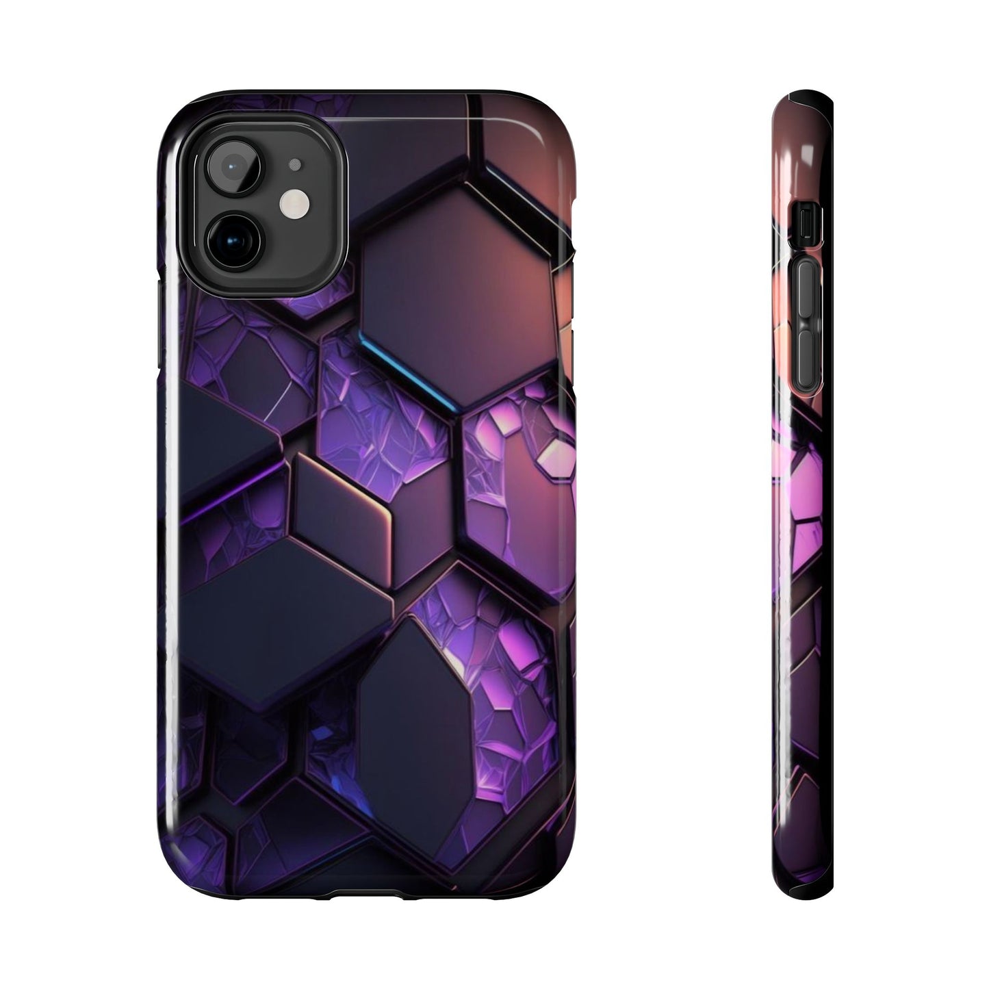 Hexagonal Tough Phone Case - Vibrant Protective Design for Tech Enthusiasts