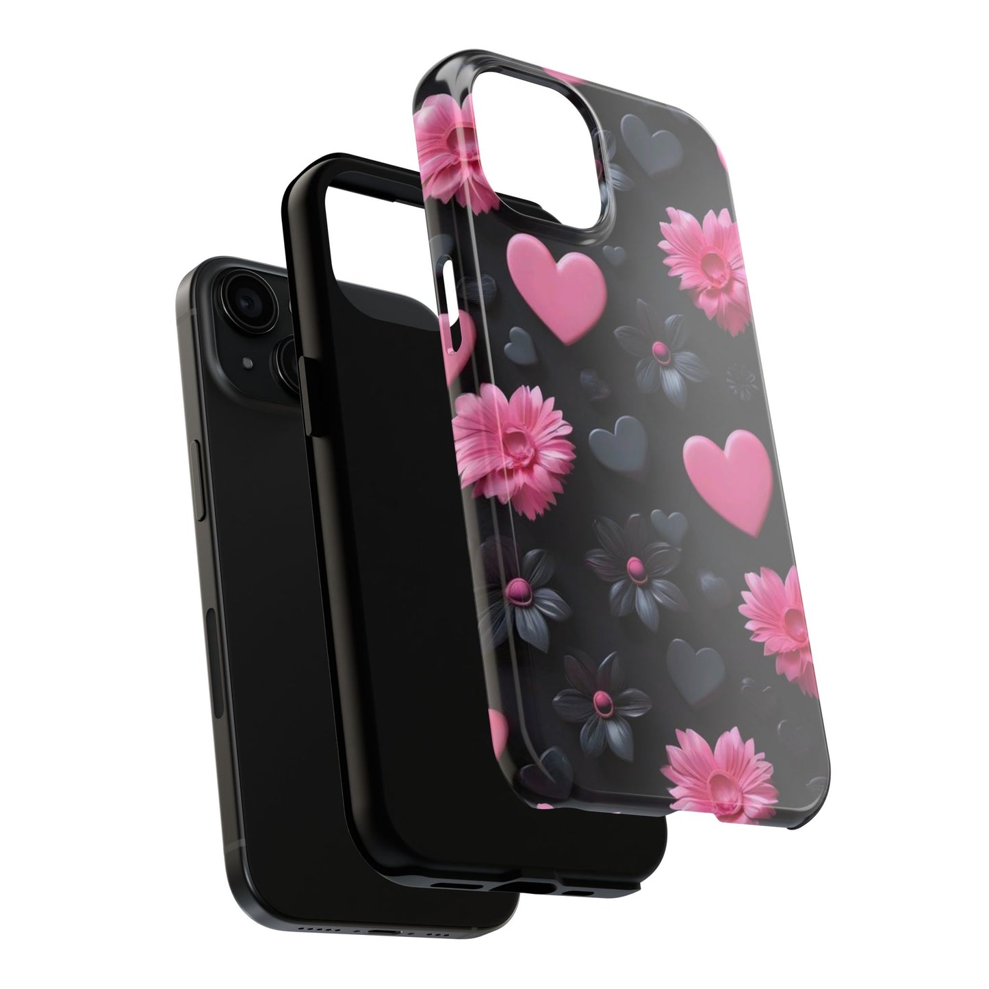 Floral Heart Tough Phone Case - Durable Protection Bold Design For iPhones & Androids
