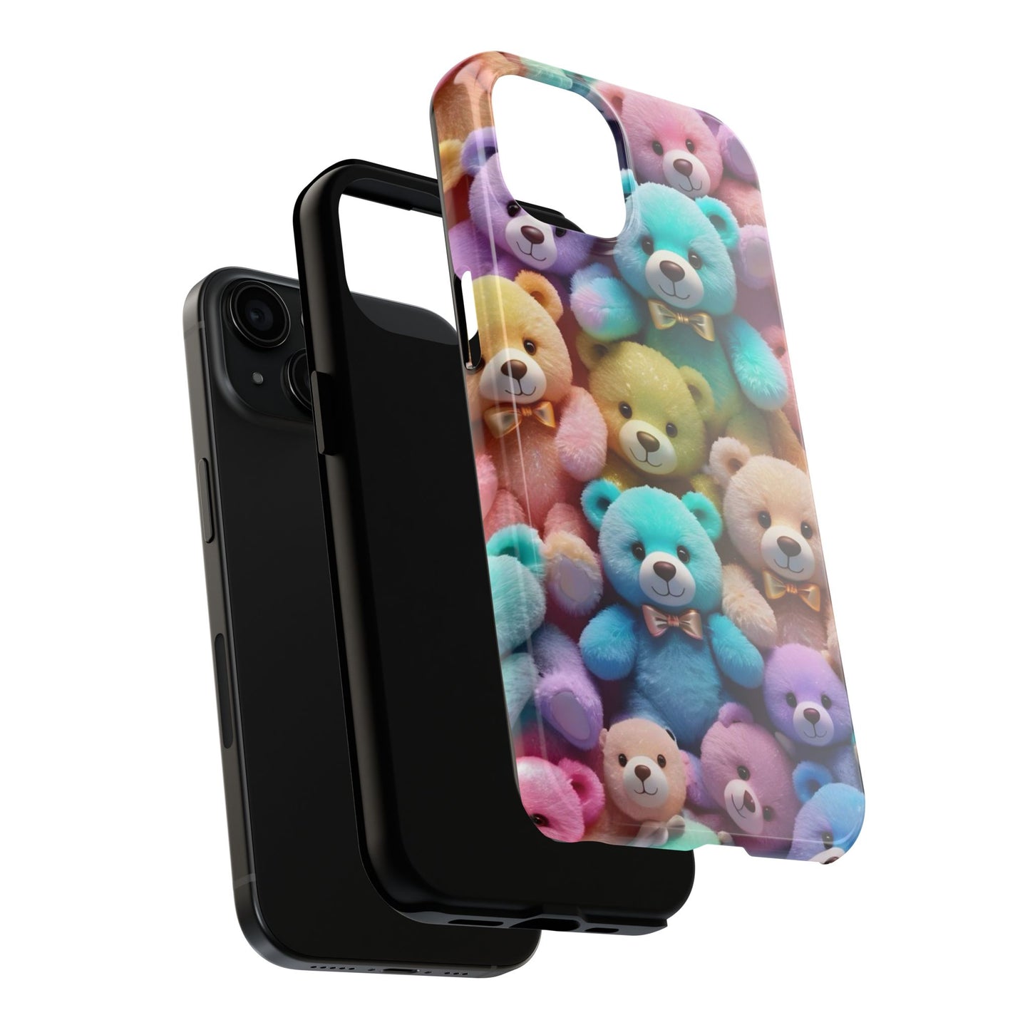 "Cute Teddy Bear Tough Phone Case – Colorful Plush-Inspired Protective Cover for iPhone & Android"