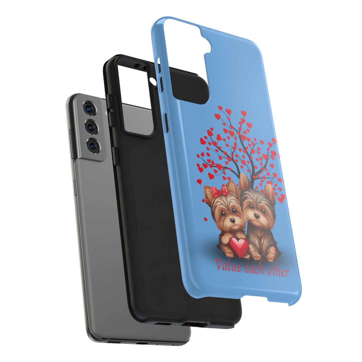 Cute Yorkshire Terrier Phone Case - "Value Each Other" Tough Case for Pet Lovers