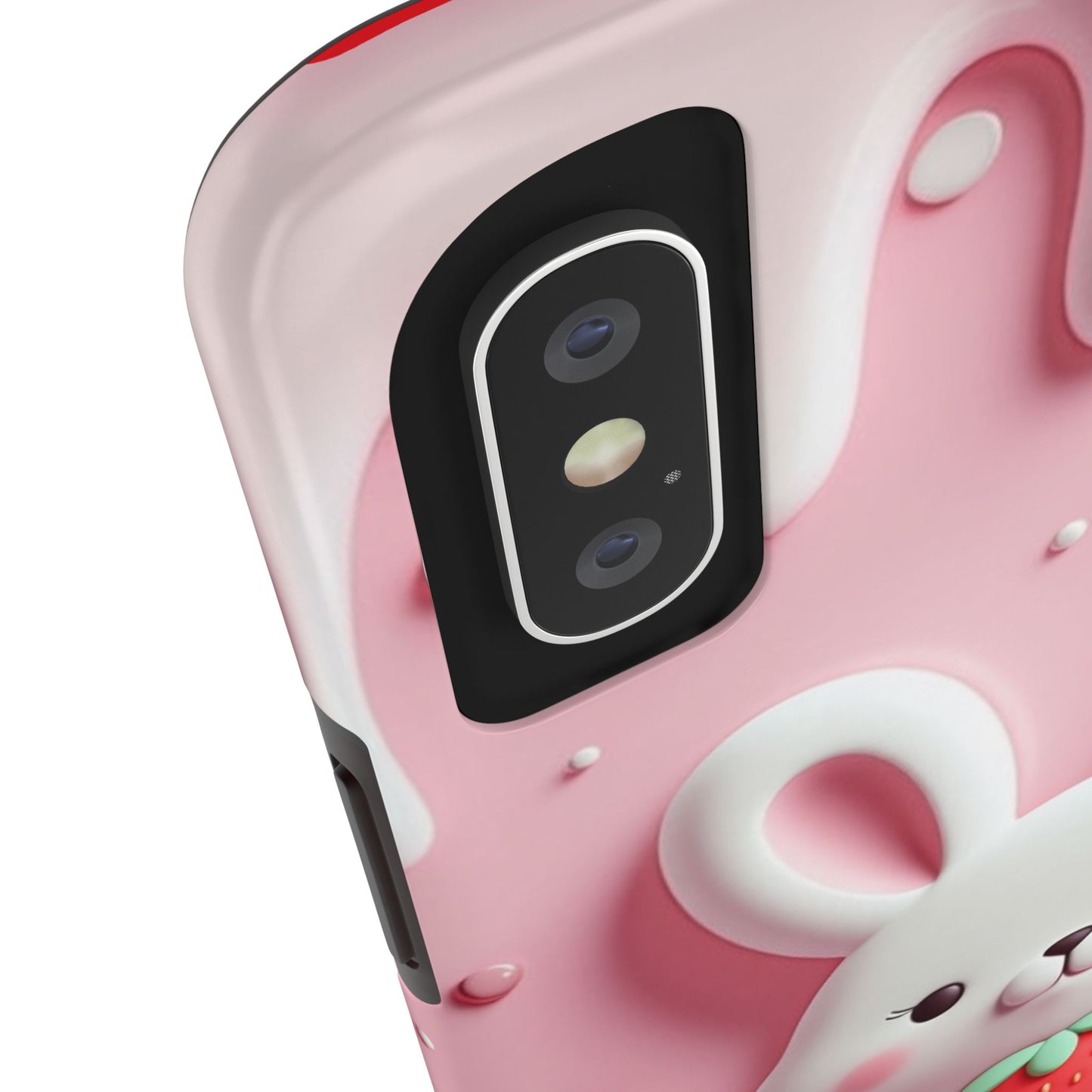 Cute Bunny Strawberry Tough Phone Case - Perfect for Kids & Spring Celebrations