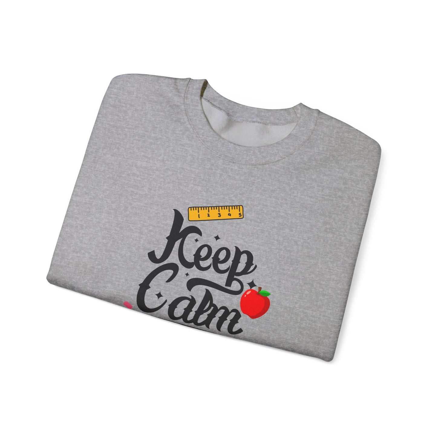 Chalkboard Calm Baby Blue Sweatshirt for Women – Keep Calm I'm a Teacher Appreciation Crew