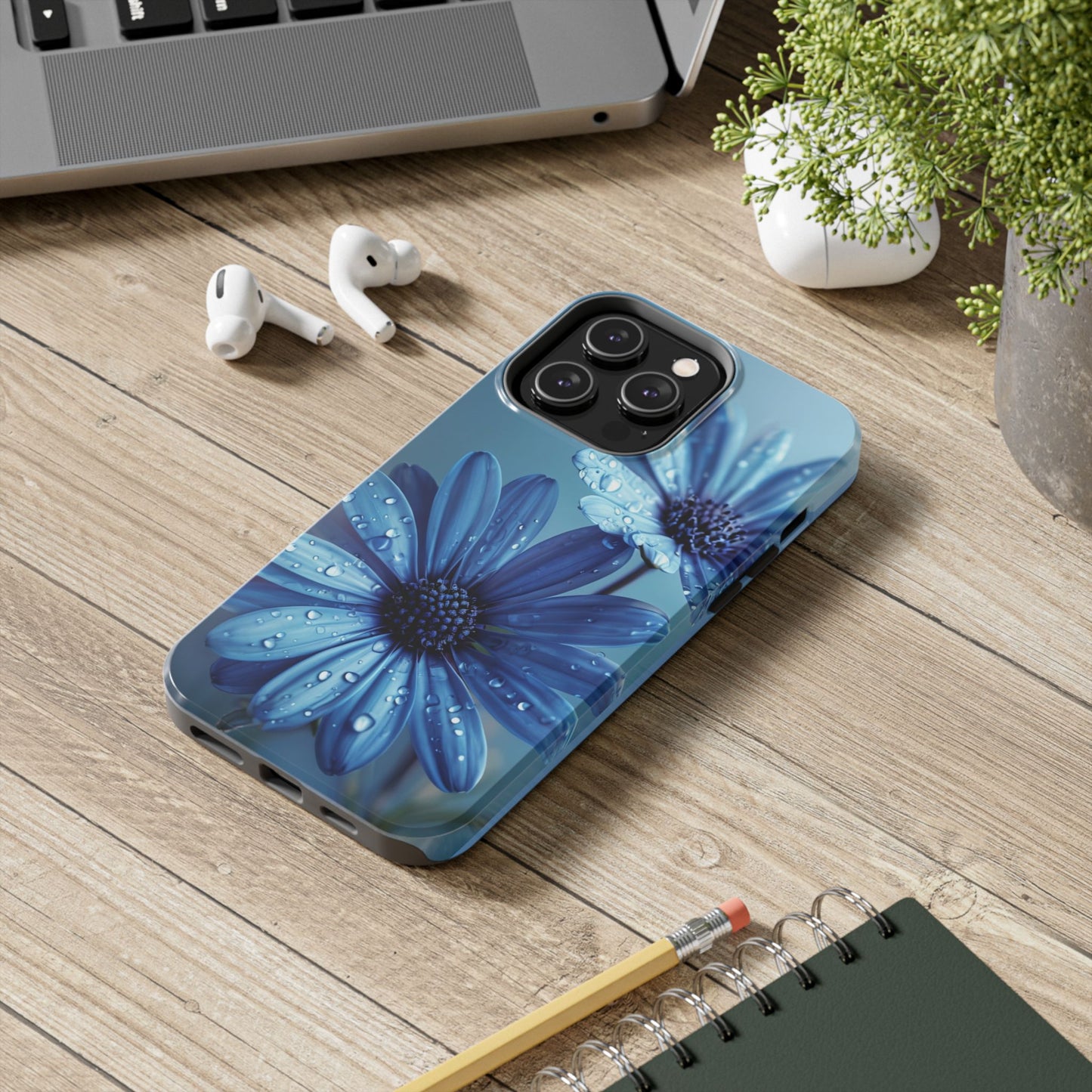 Blue Floral Tough Phone Case - Durable & Stylish Protection