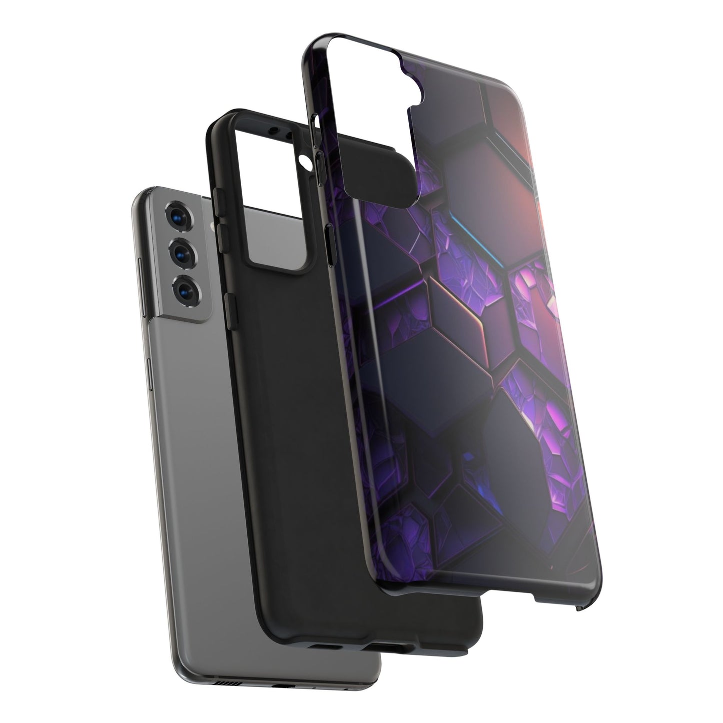 Hexagonal Tough Phone Case - Vibrant Protective Design for Tech Enthusiasts