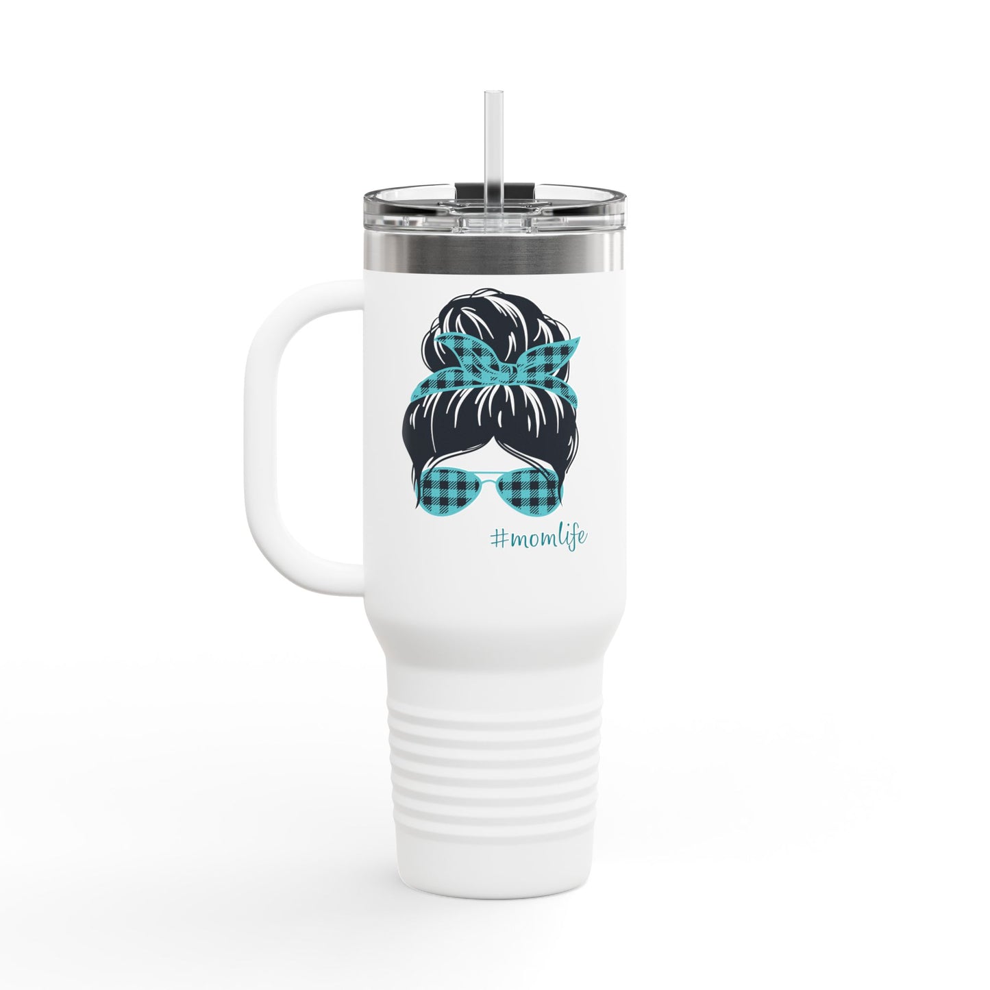 Mom Life Insulated Tumbler - 40oz with Straw | Cute Bun Design β Perfect Gift for Moms