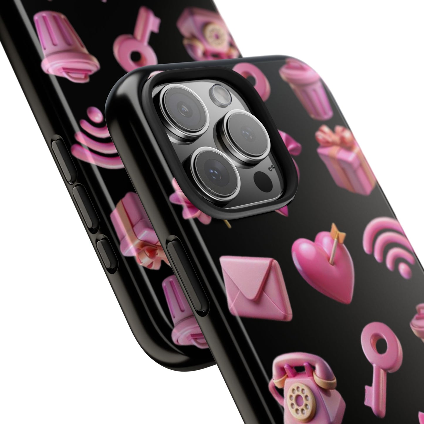 Cute and Colorful Tough Phone Case - Pink Emojis Design