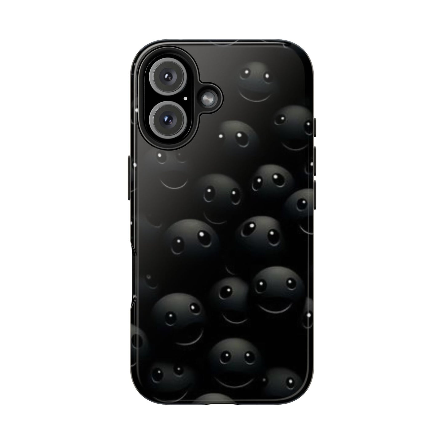 😊 Cute Smiley Face Black Tough Phone Case – Fun & Durable Protection for iPhone & Android