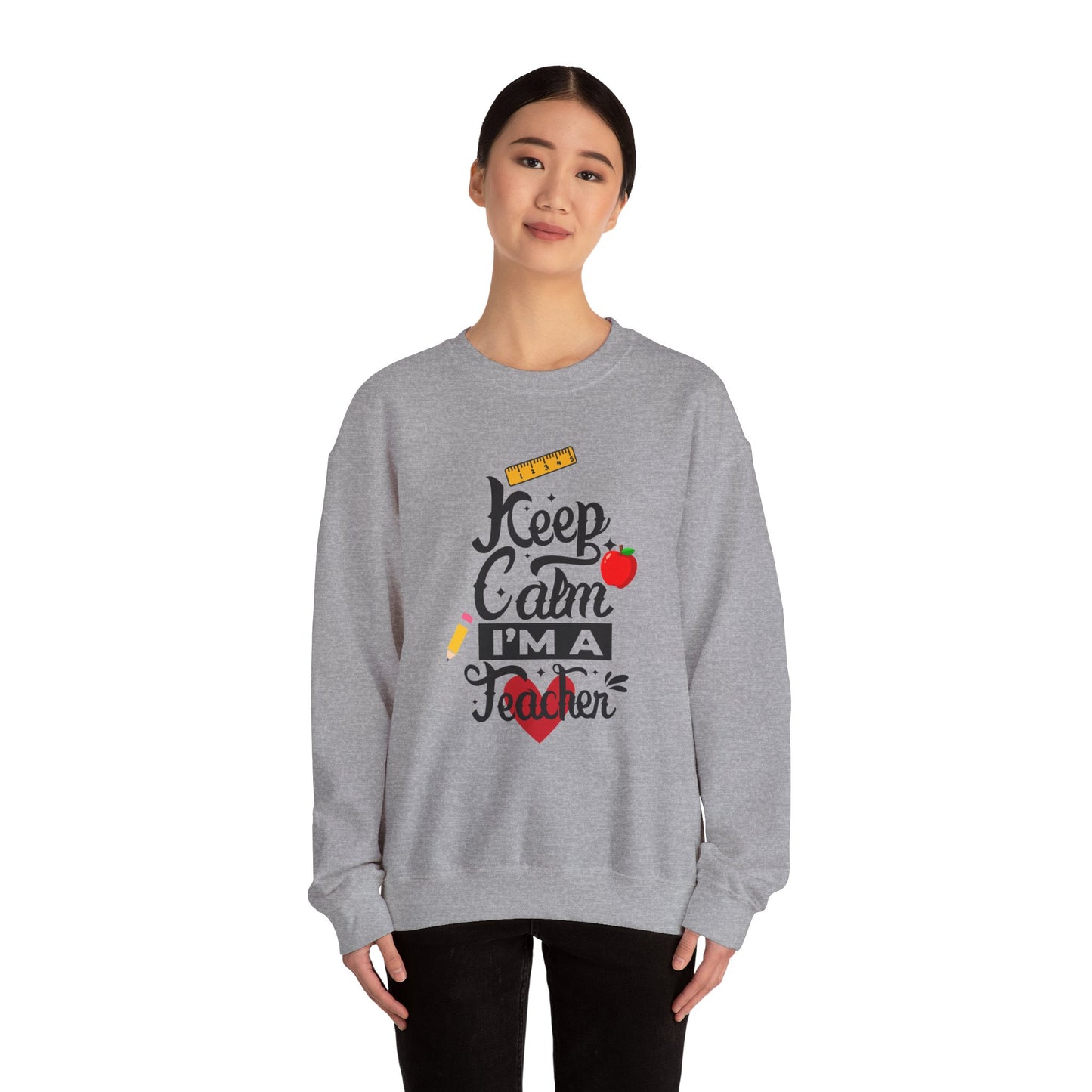 Chalkboard Calm Baby Blue Sweatshirt for Women – Keep Calm I'm a Teacher Appreciation Crew