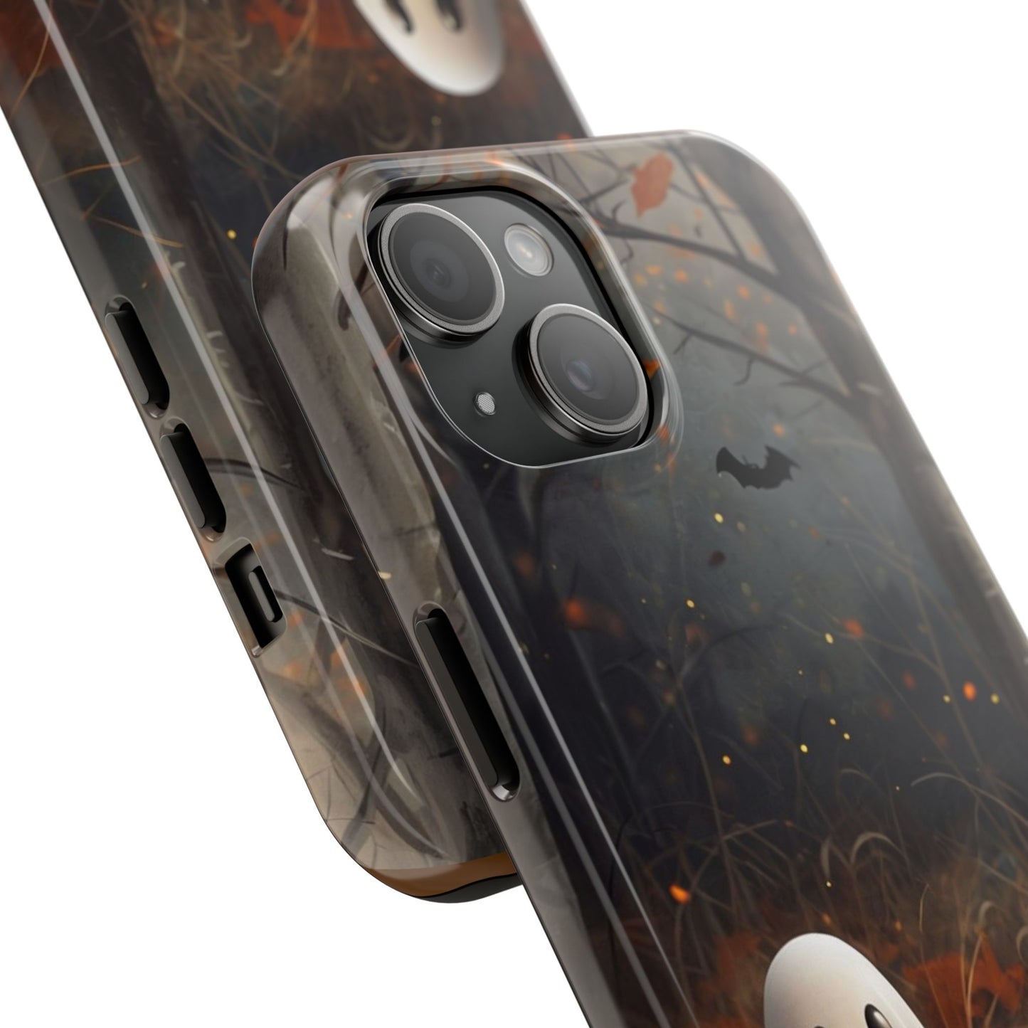 Spooky Halloween Phone Case - Tough Protective Cover with Ghost and Pumpkin Design