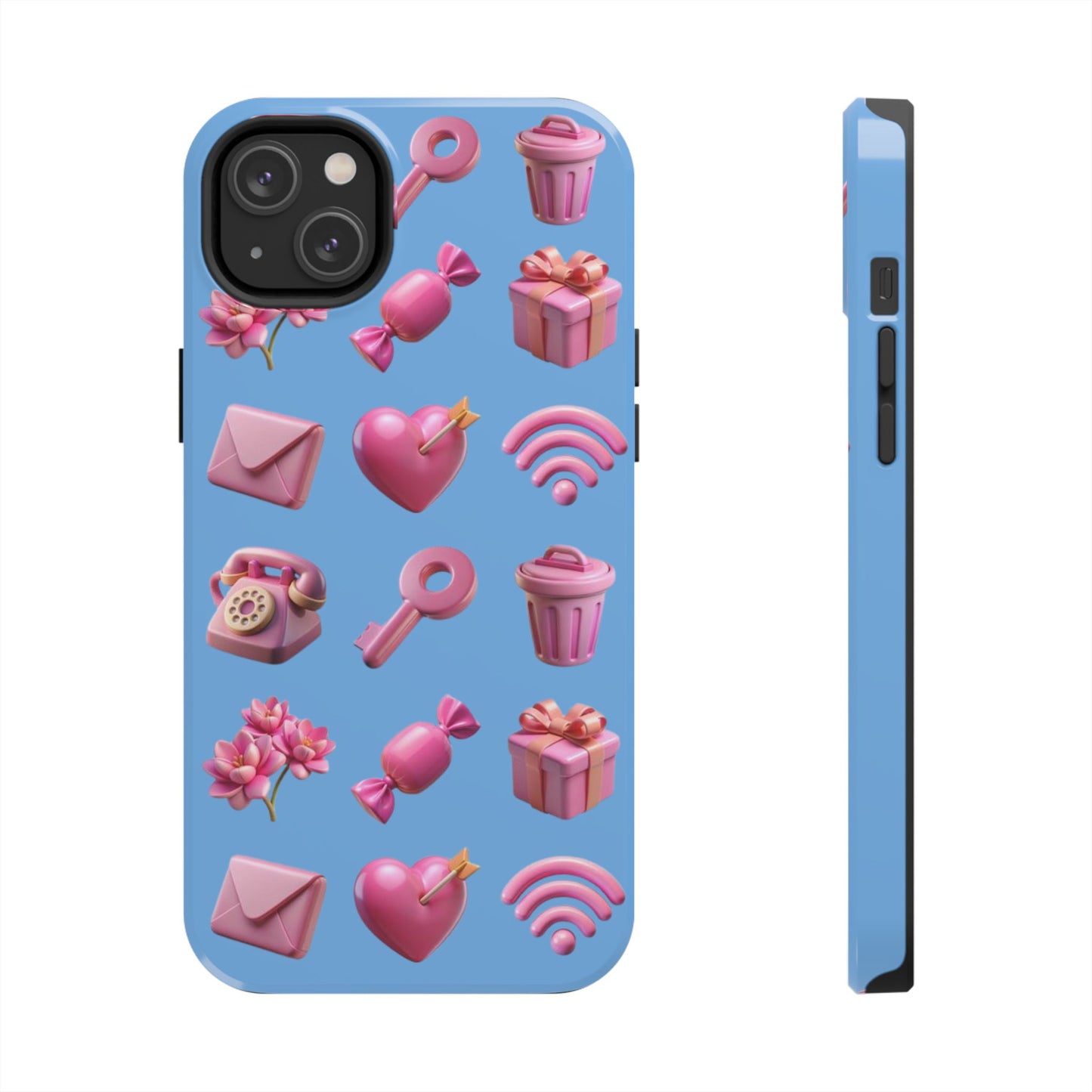 Cute and Colorful Tough Phone Case - Pink Emojis Design