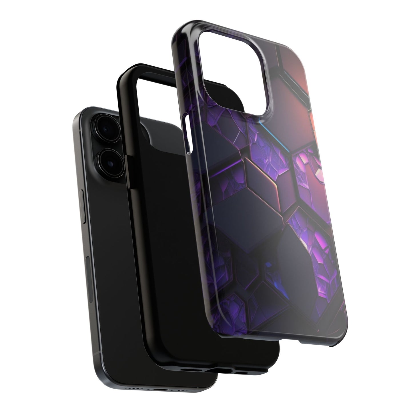 Hexagonal Tough Phone Case - Vibrant Protective Design for Tech Enthusiasts