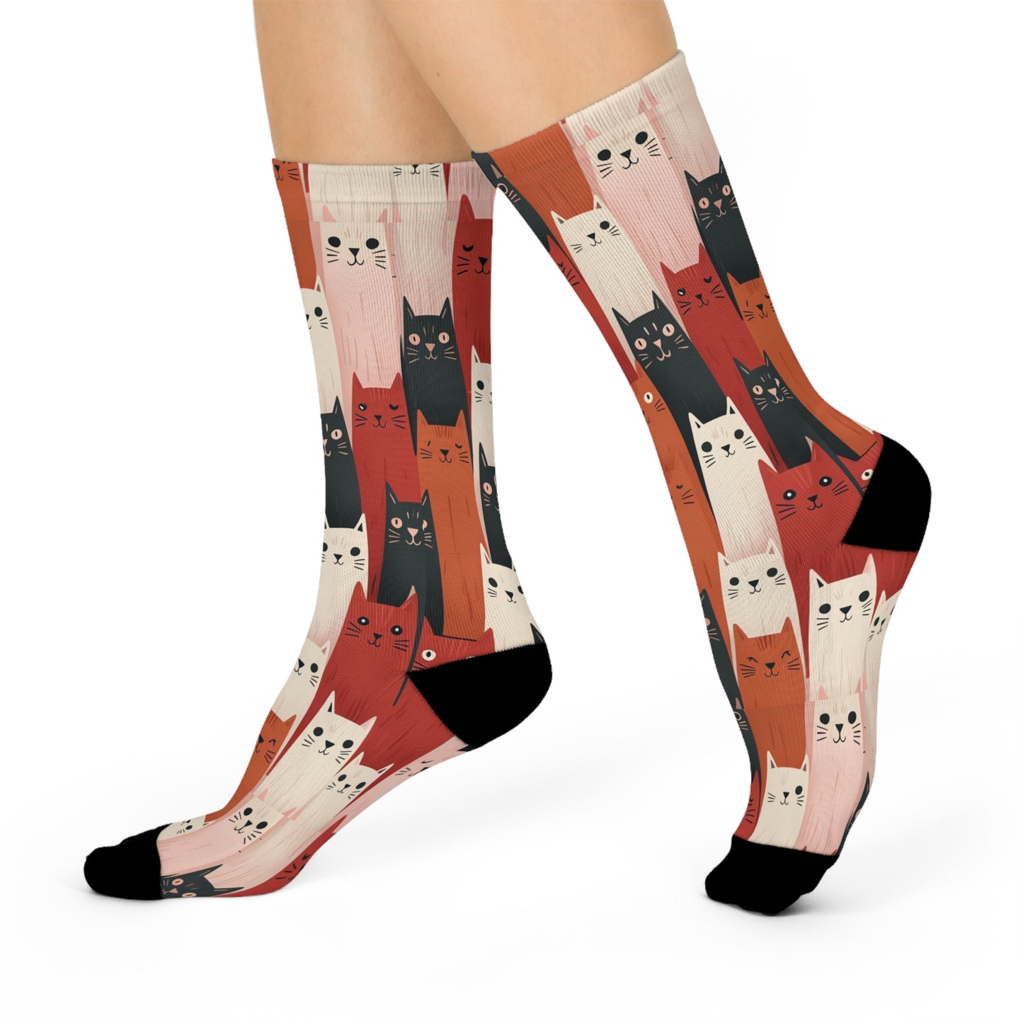 Cushioned Crew Socks- Cool Cats