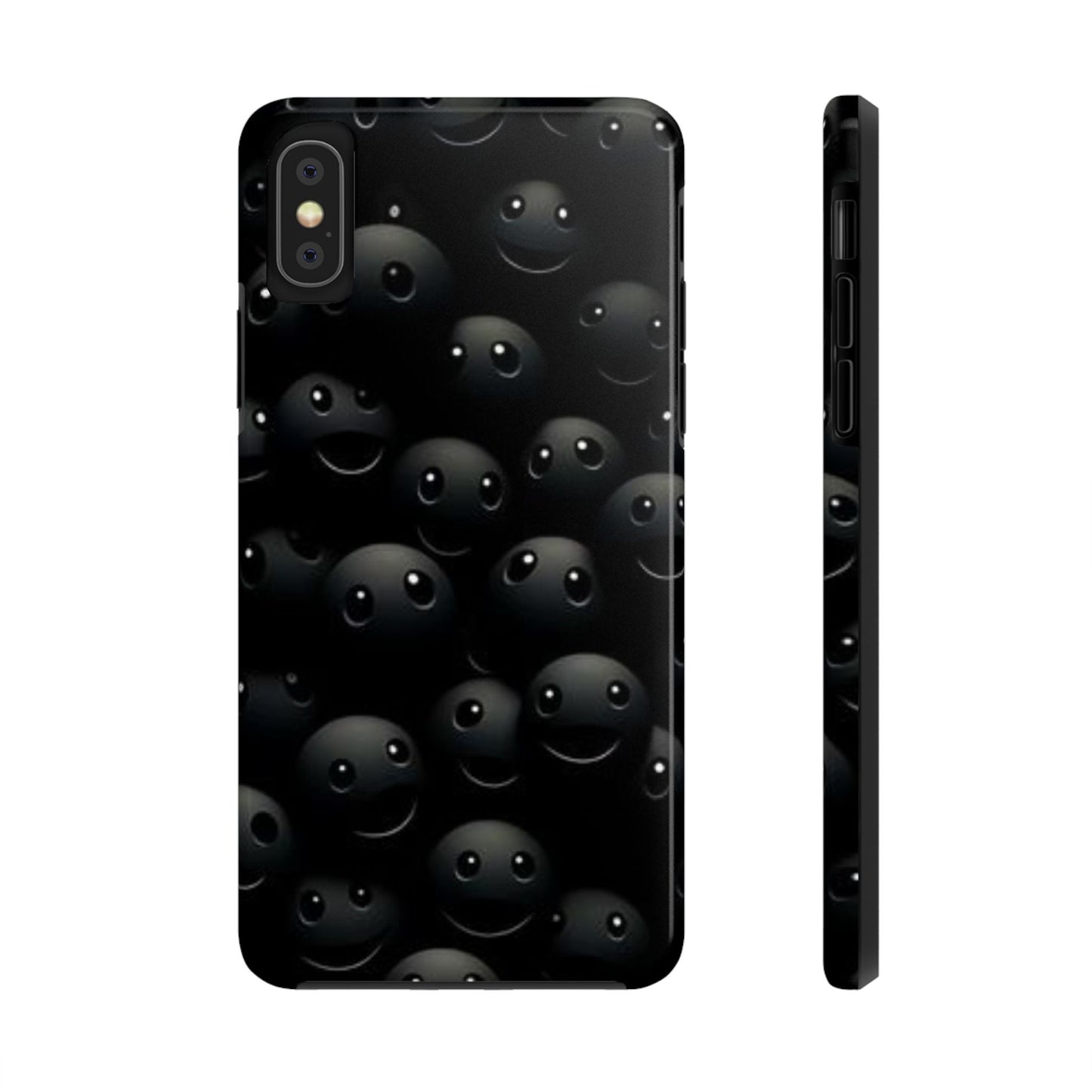😊 Cute Smiley Face Black Tough Phone Case – Fun & Durable Protection for iPhone & Android