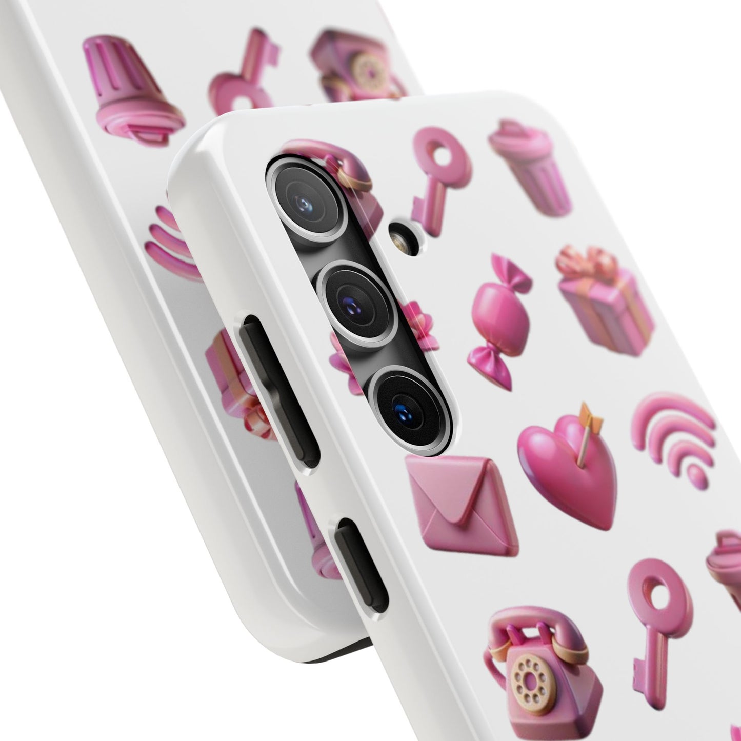 Cute and Colorful Tough Phone Case - Pink Emojis Design