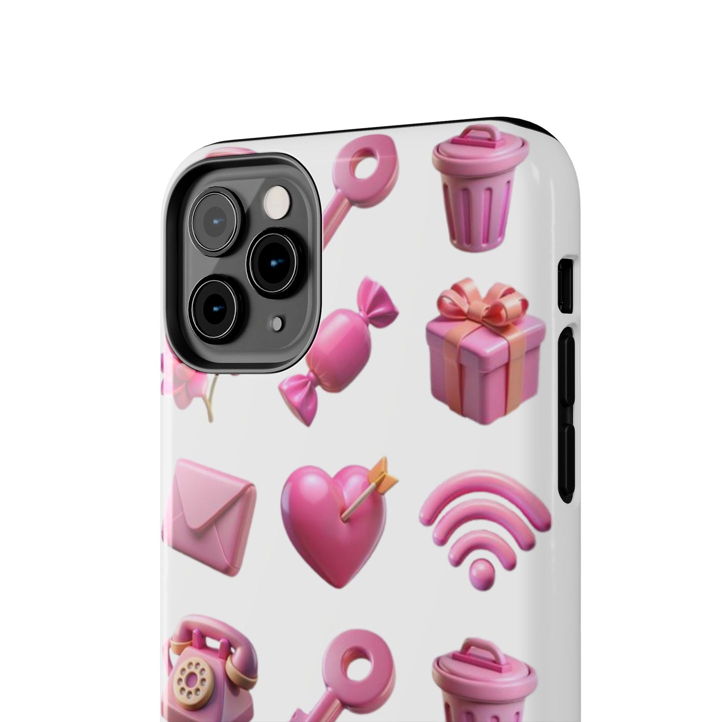 Cute and Colorful Tough Phone Case - Pink Emojis Design