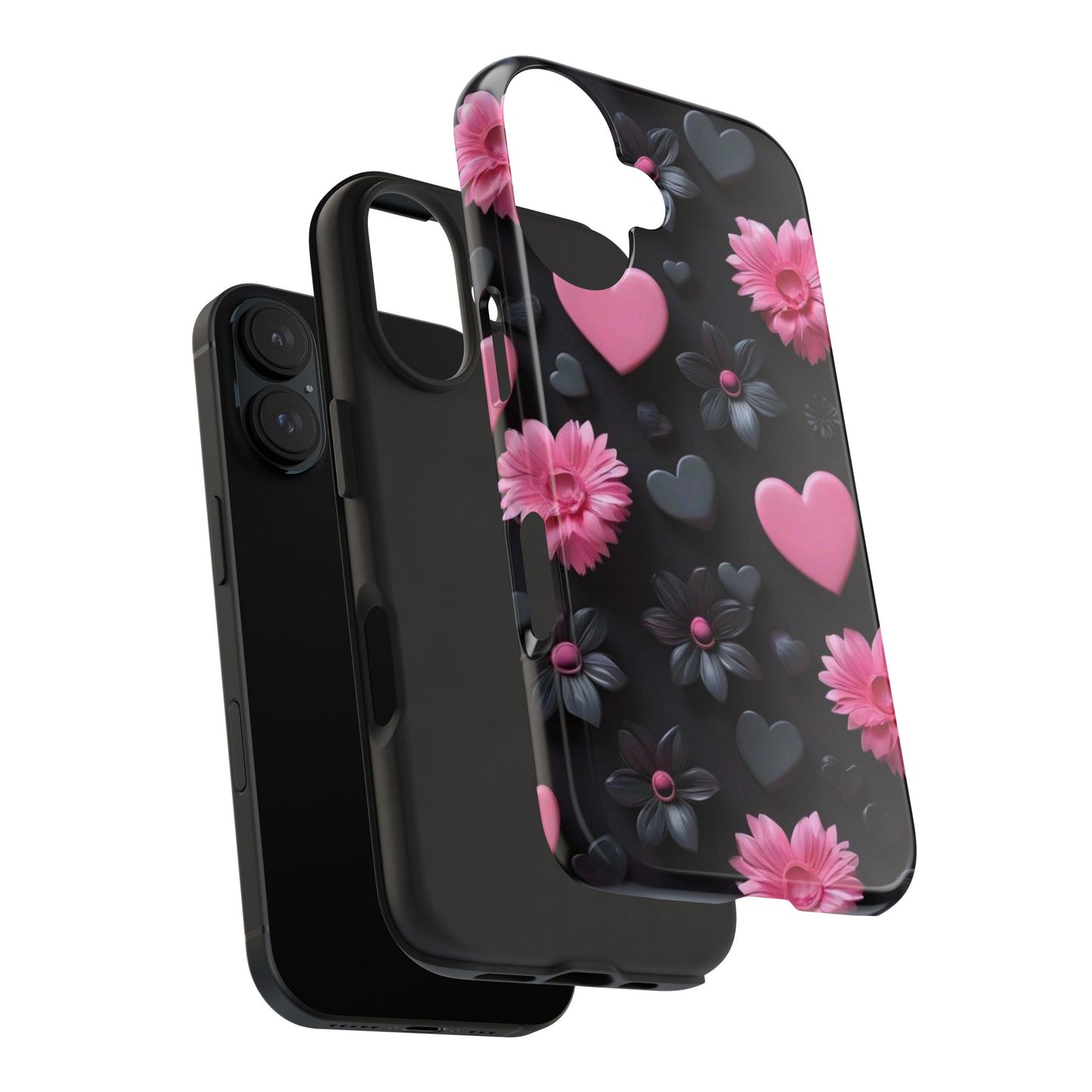 Floral Heart Tough Phone Case - Durable Protection Bold Design For iPhones & Androids