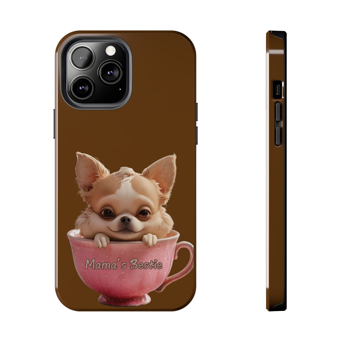 Cute Chihuahua Tough Phone Case - 'Mama's Bestie' Design