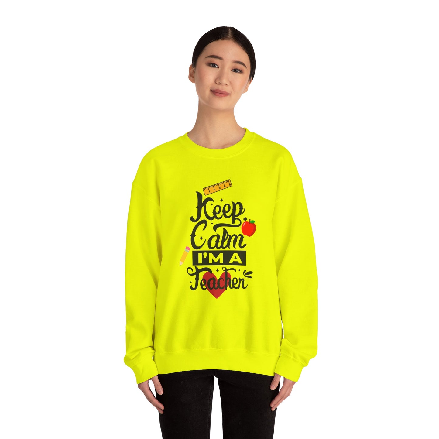 Chalkboard Calm Baby Blue Sweatshirt for Women – Keep Calm I'm a Teacher Appreciation Crew