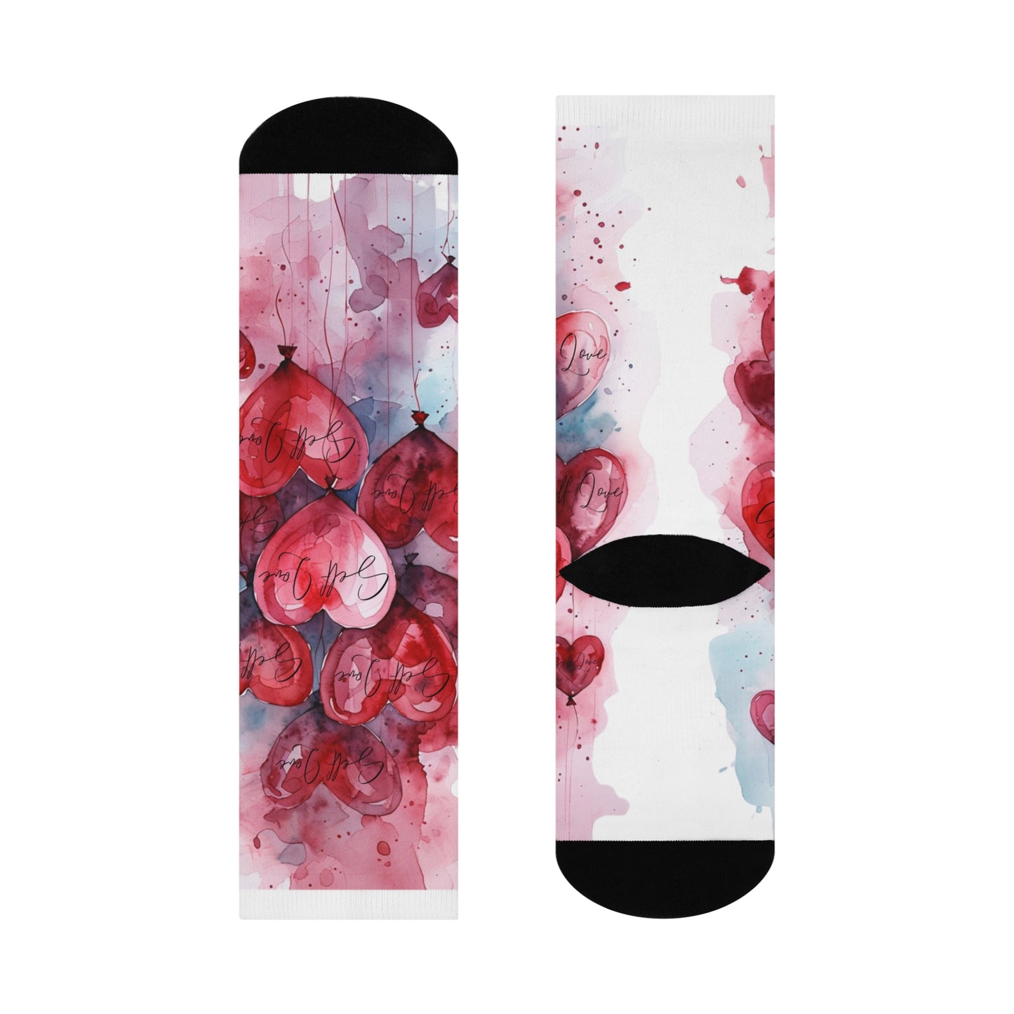 Cushioned Crew Socks Cute Hearts Valentines