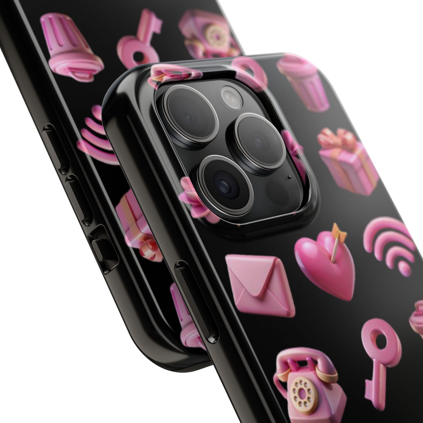 Cute and Colorful Tough Phone Case - Pink Emojis Design
