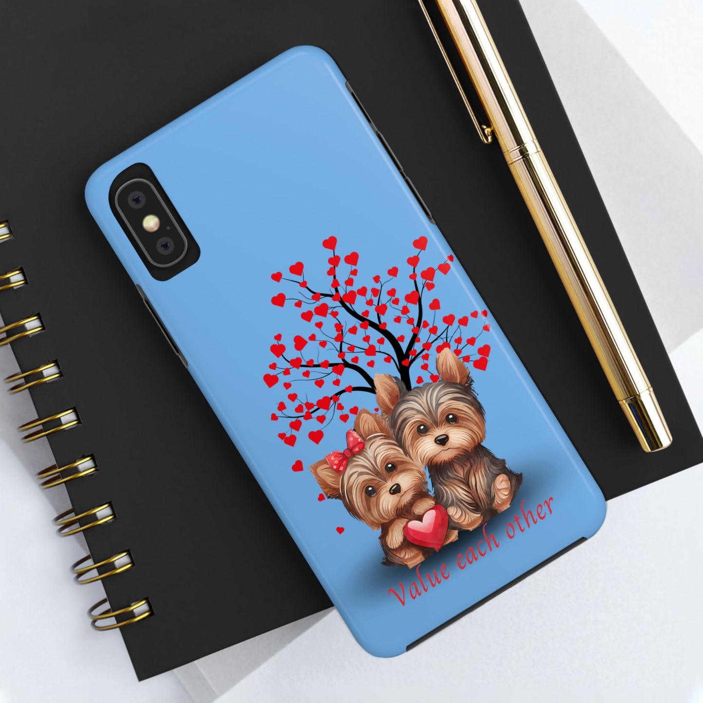 Cute Yorkshire Terrier Phone Case - "Value Each Other" Tough Case for Pet Lovers