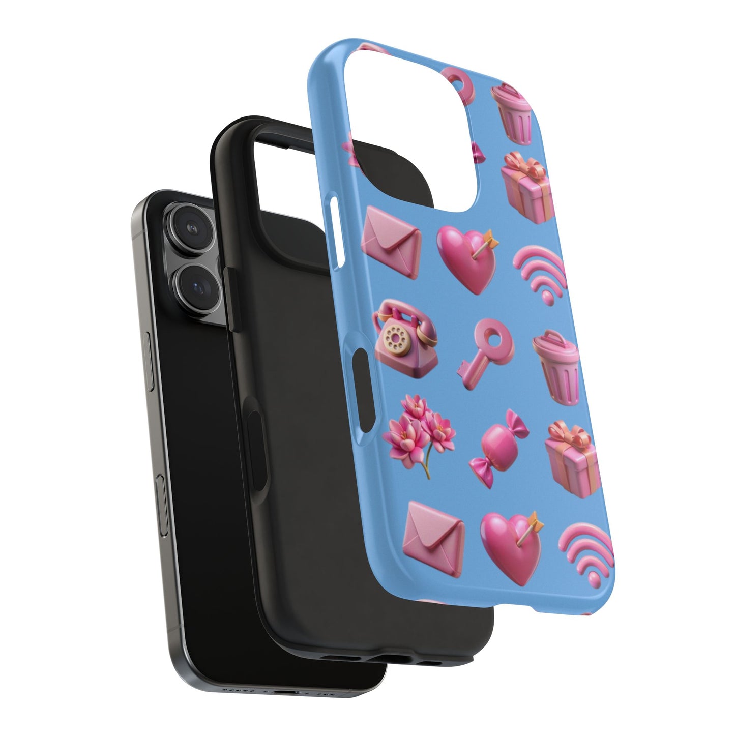 Cute and Colorful Tough Phone Case - Pink Emojis Design