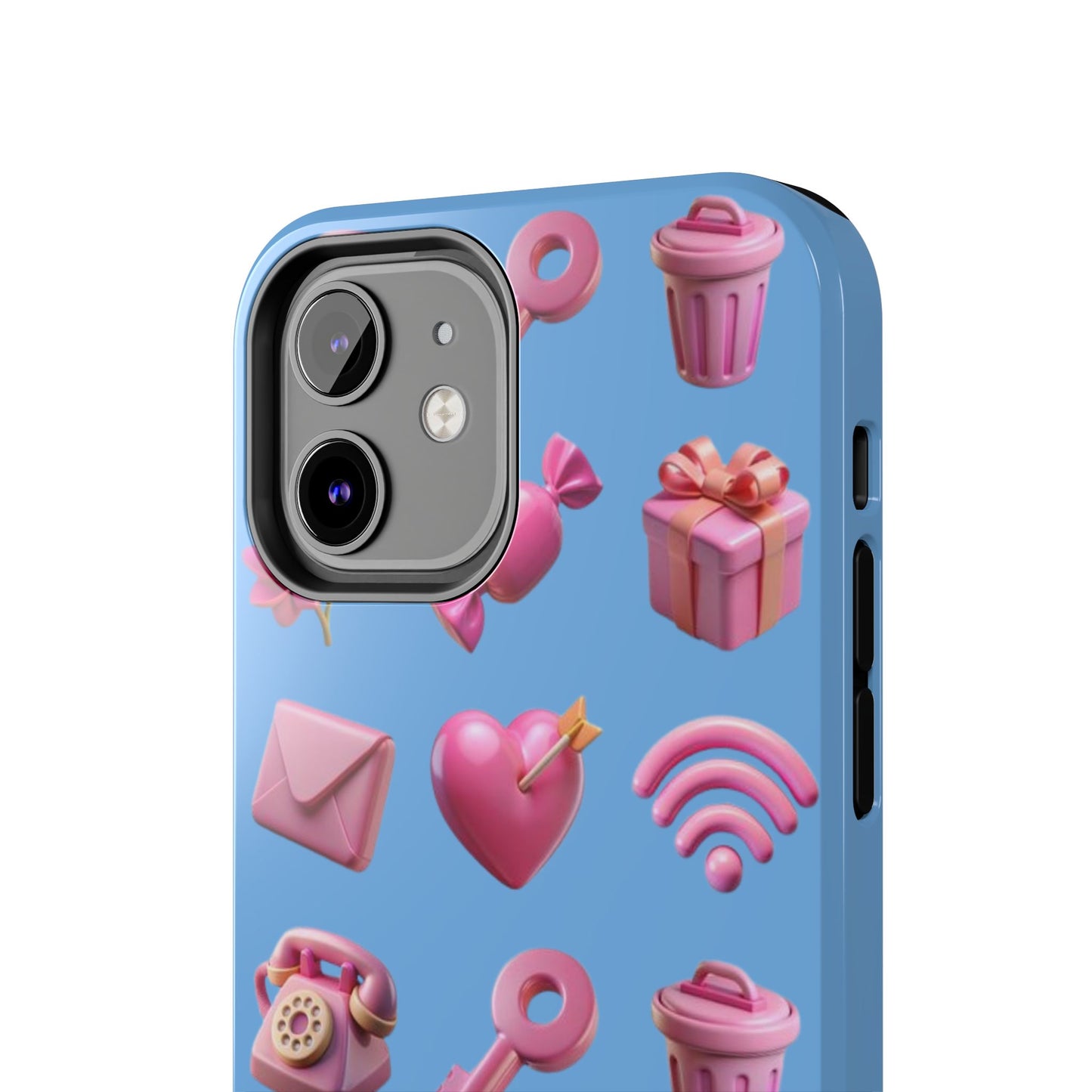 Cute and Colorful Tough Phone Case - Pink Emojis Design