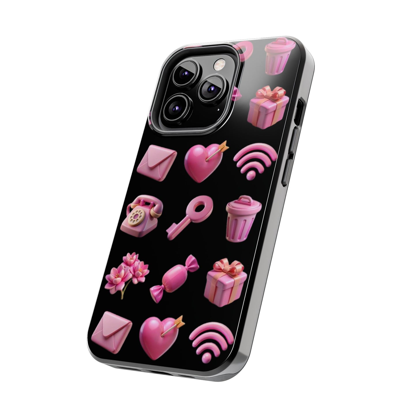 Cute and Colorful Tough Phone Case - Pink Emojis Design