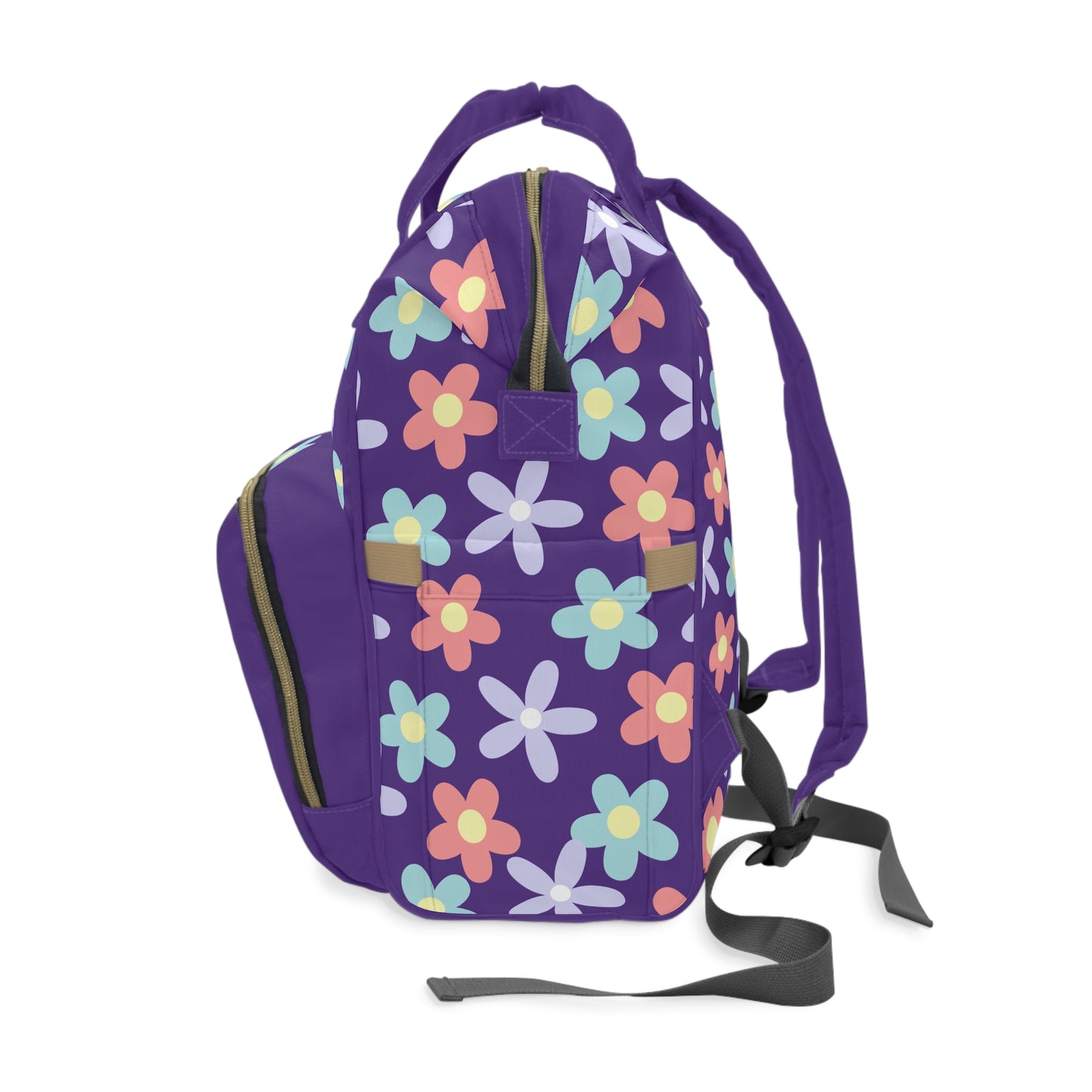 "Floral Baby Mama Diaper Backpack – Stylish & Functional Bag for New Moms on the Go"