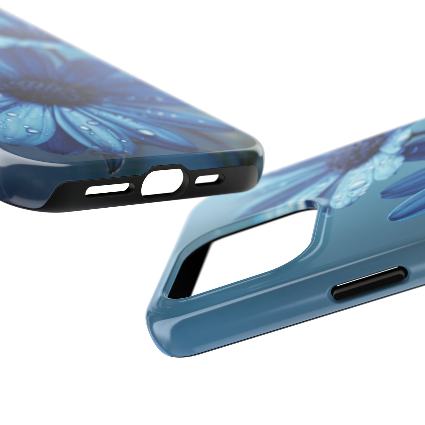 Blue Floral Tough Phone Case - Durable & Stylish Protection