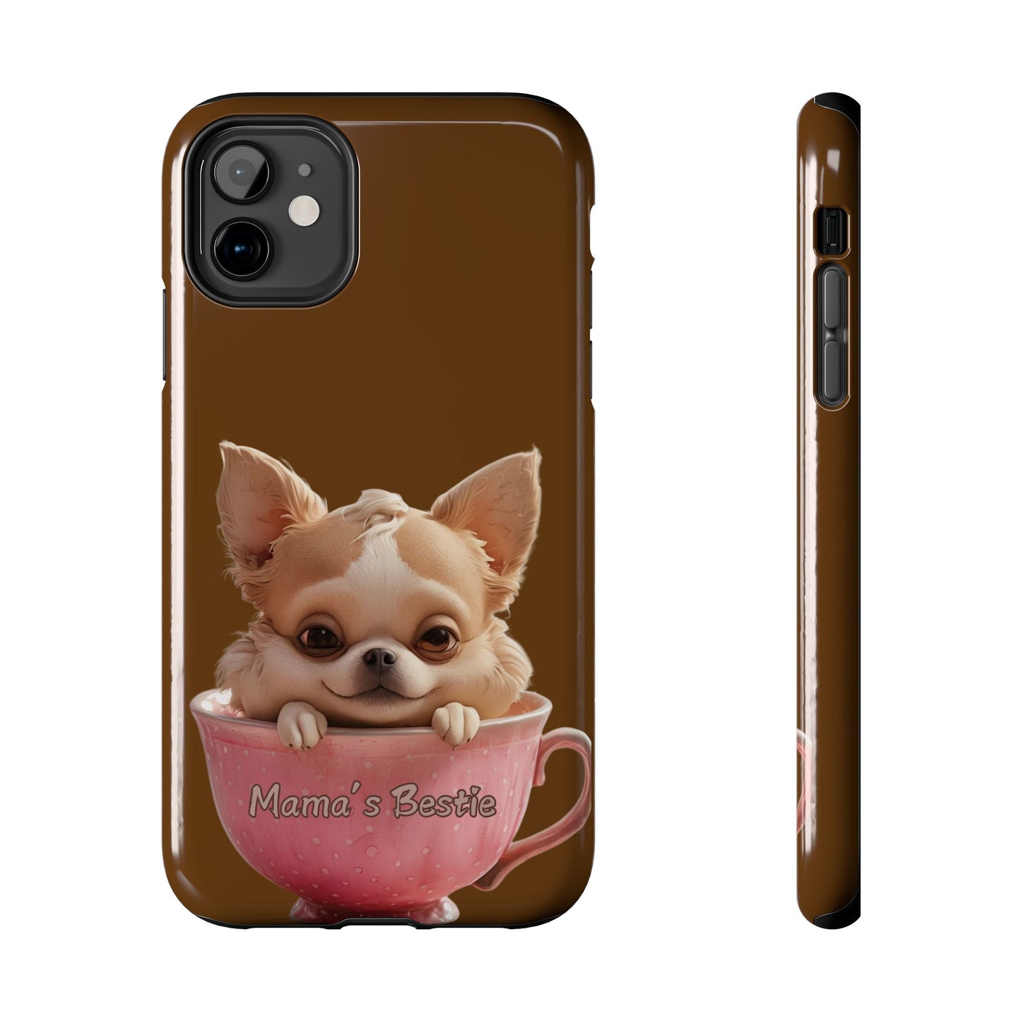 Cute Chihuahua Tough Phone Case - 'Mama's Bestie' Design