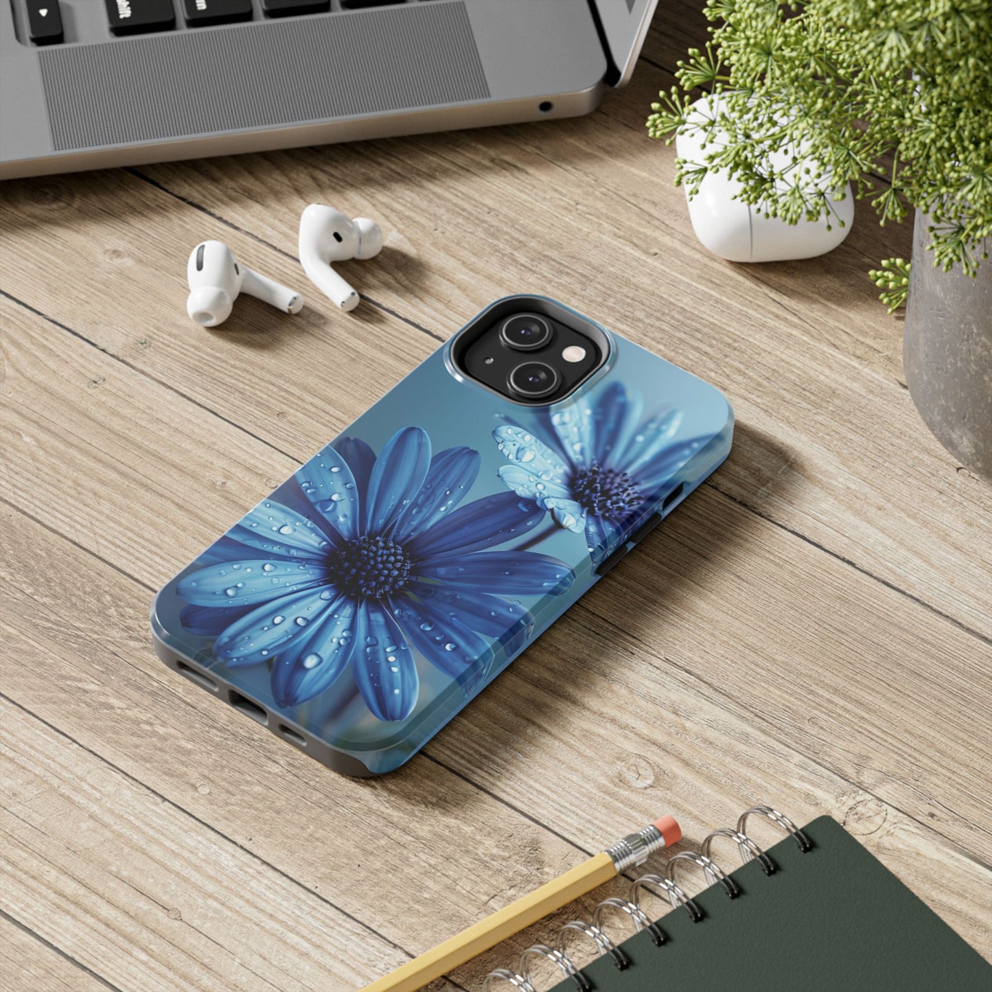Blue Floral Tough Phone Case - Durable & Stylish Protection