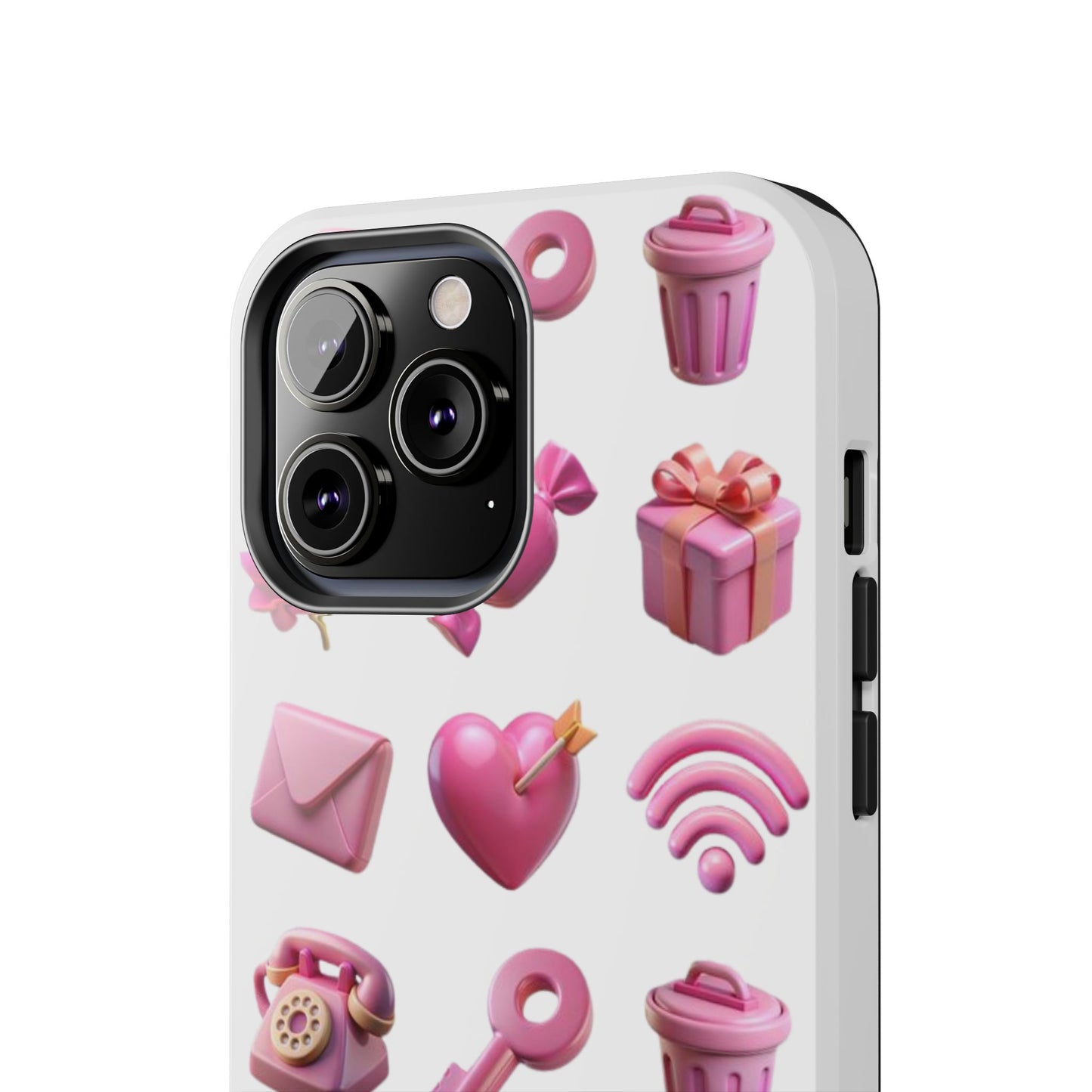 Cute and Colorful Tough Phone Case - Pink Emojis Design