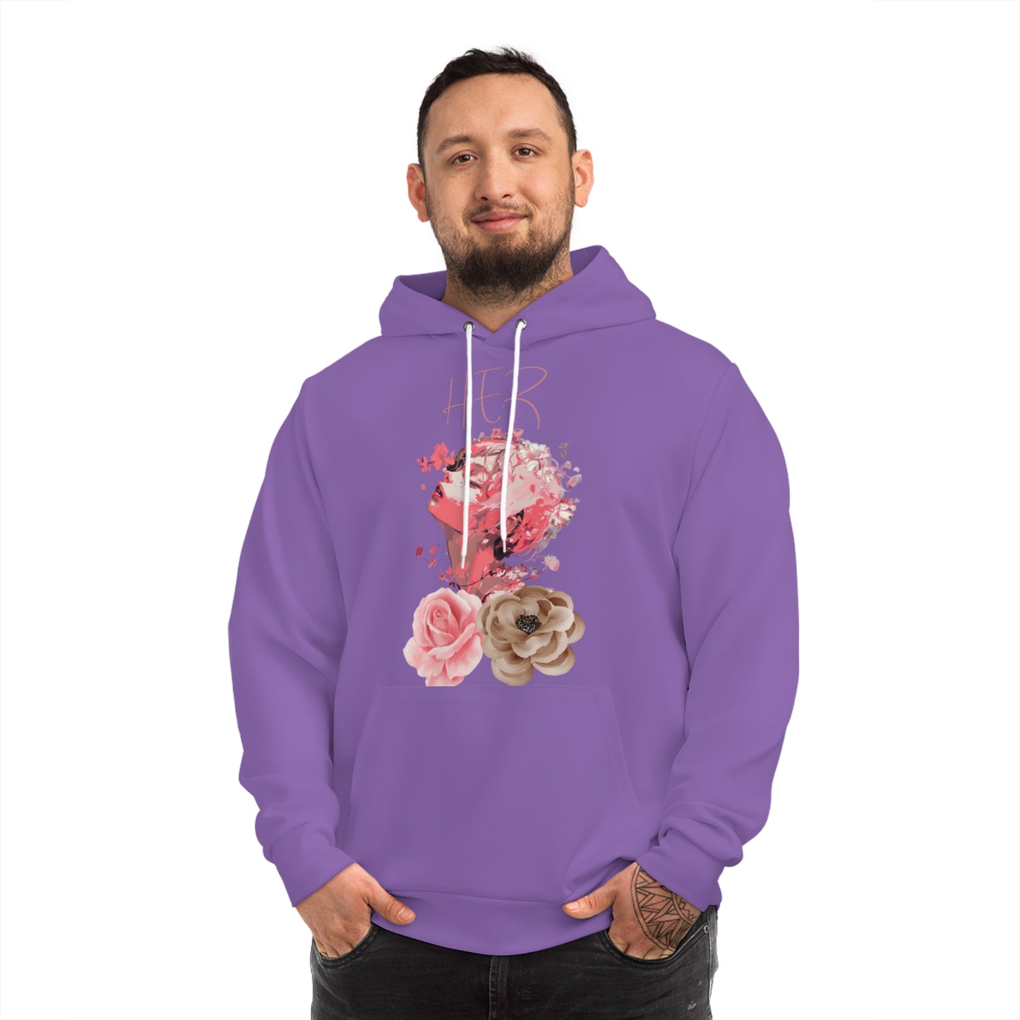 Blush Petal Pink Hoodie for Women – "HER Flowers" Romantic Graphic Apparel