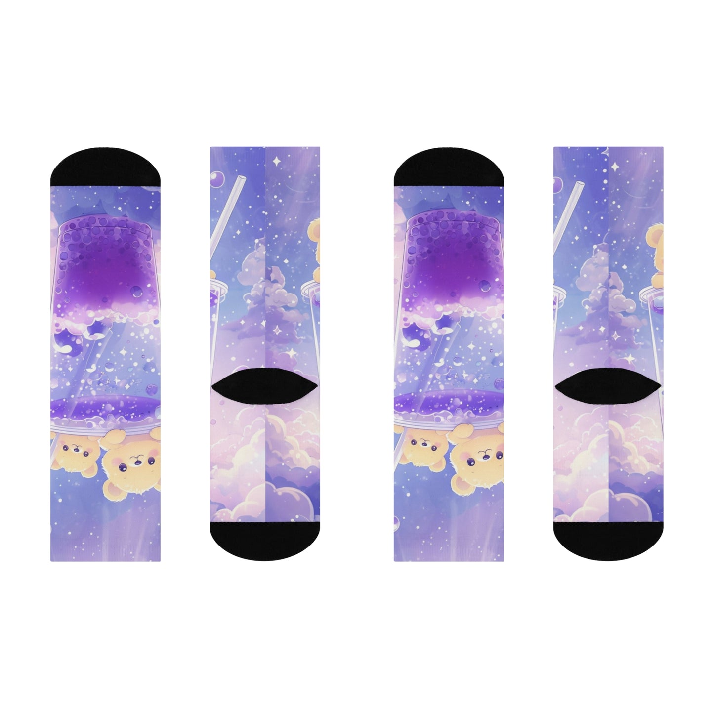 Cushioned Crew Socks- Cute White Bear