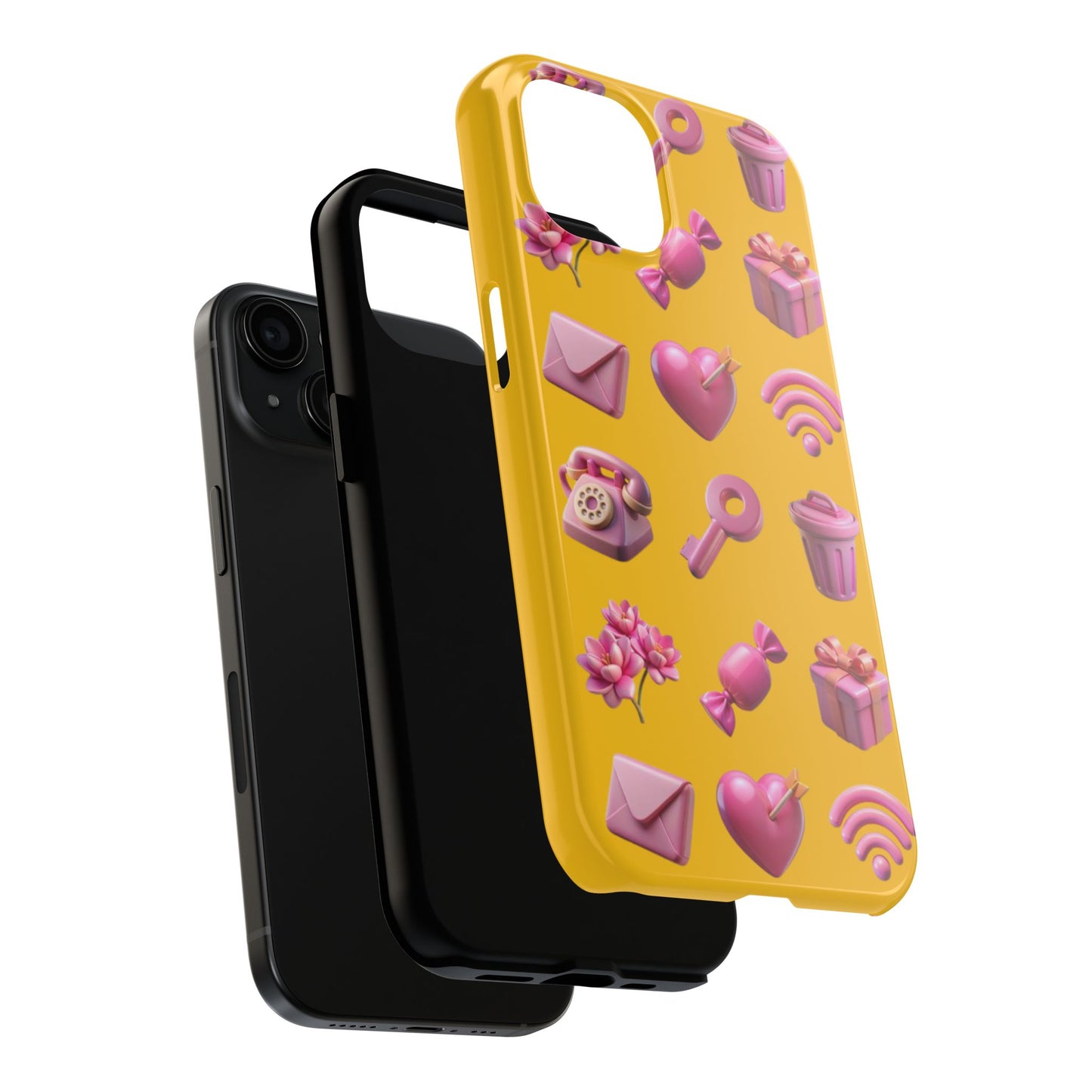 Cute and Colorful Tough Phone Case - Pink Emojis Design