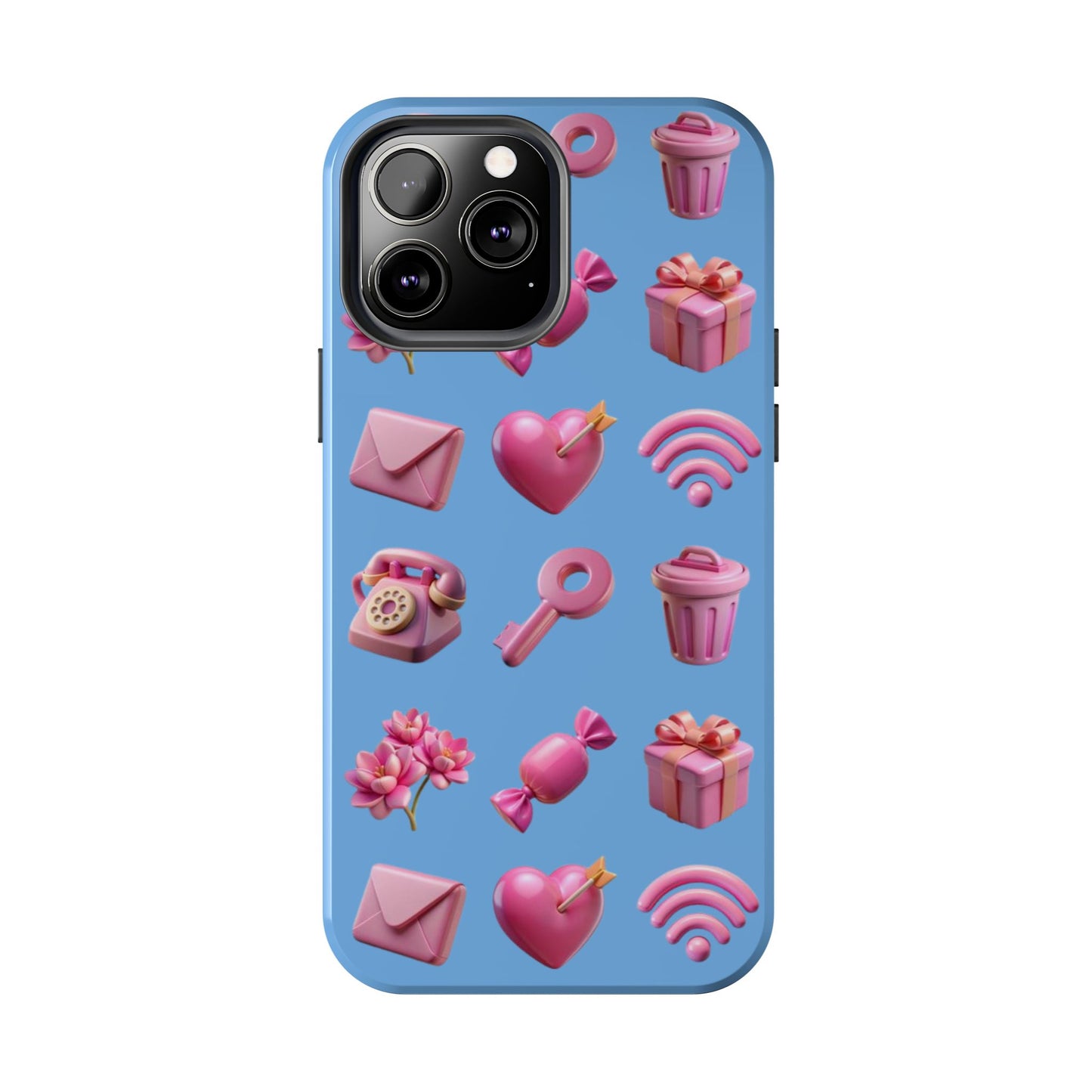 Cute and Colorful Tough Phone Case - Pink Emojis Design