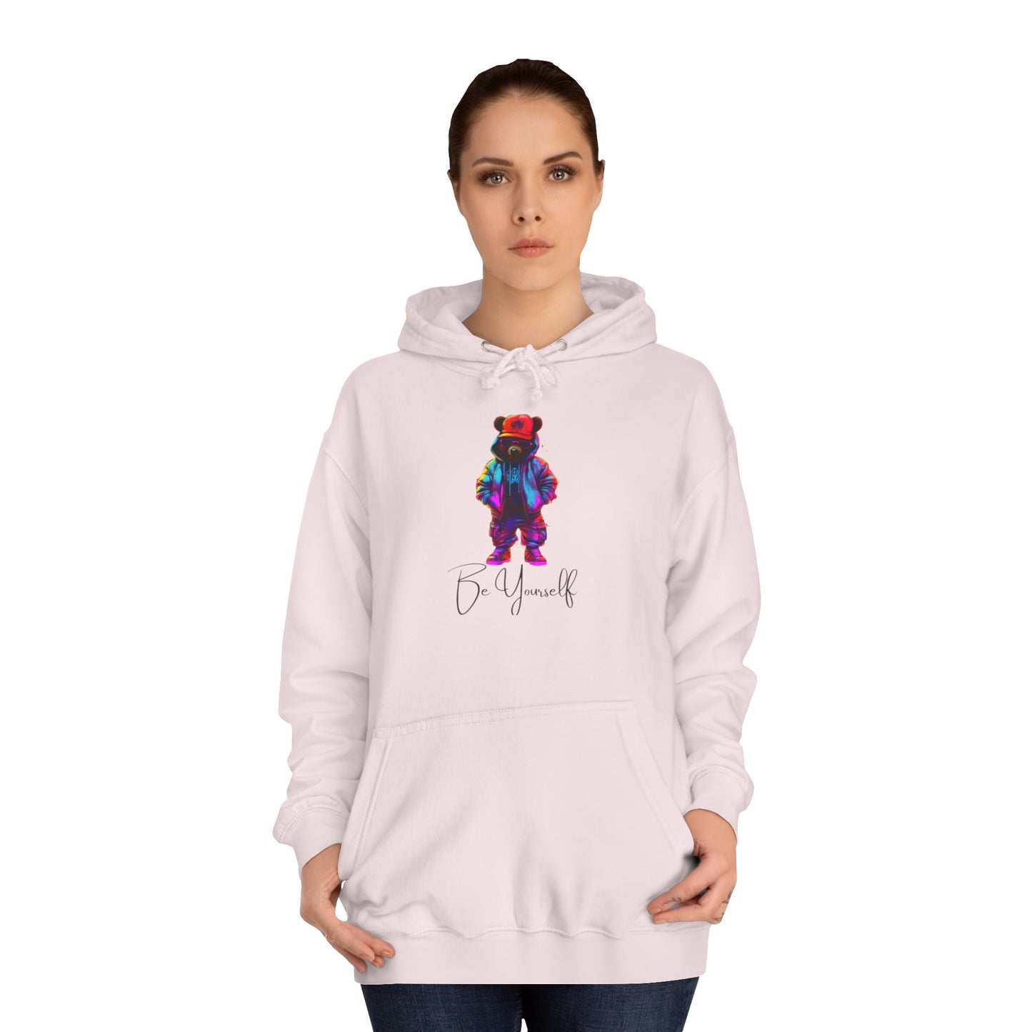 White Ice Hoodie for Men – When They Need Me Graphic with Drawstrings & Kangaroo Pocket