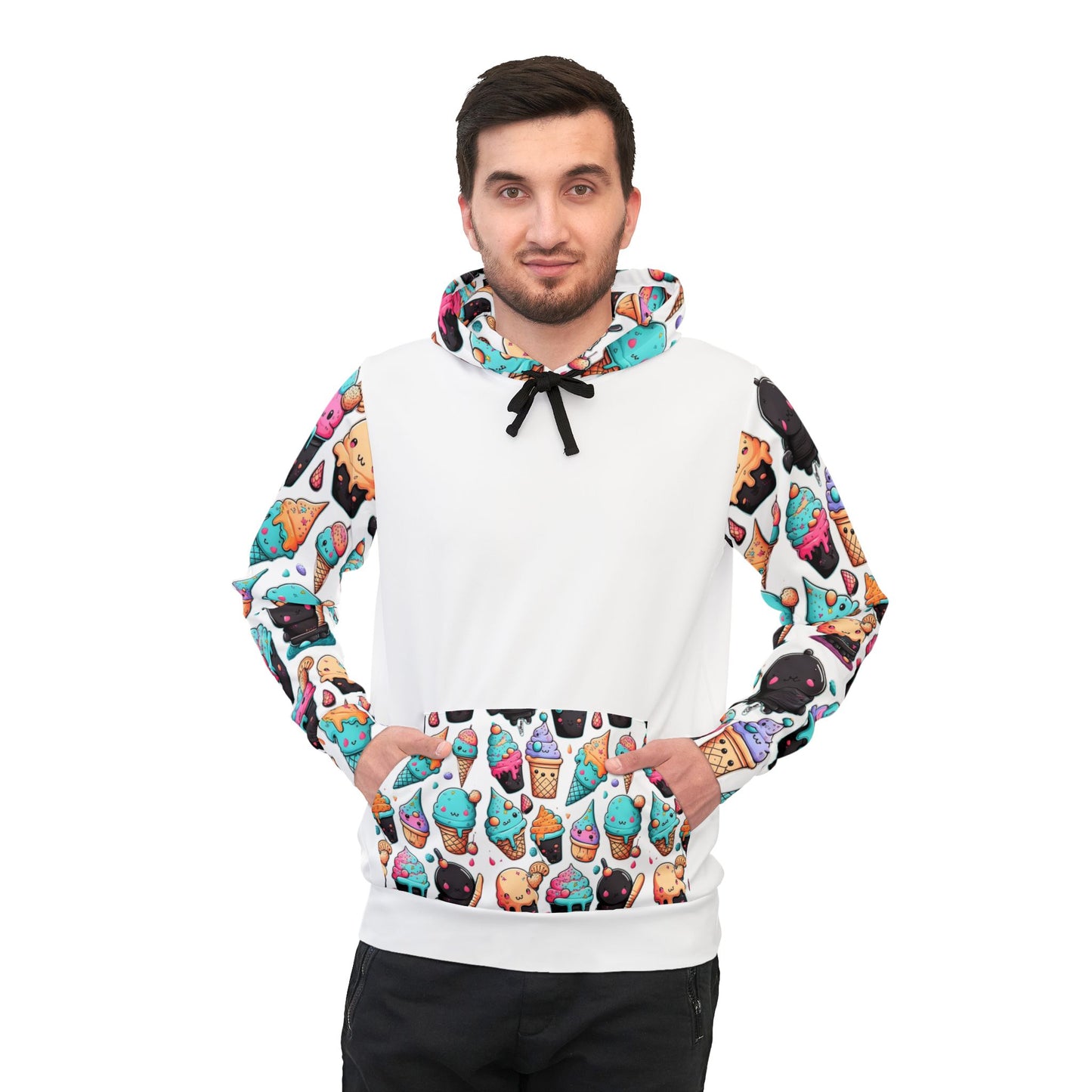 🍦 Playful Ice Cream Cuties White Hoodie – Fun & Cute Design for Fitness & Everyday Wear