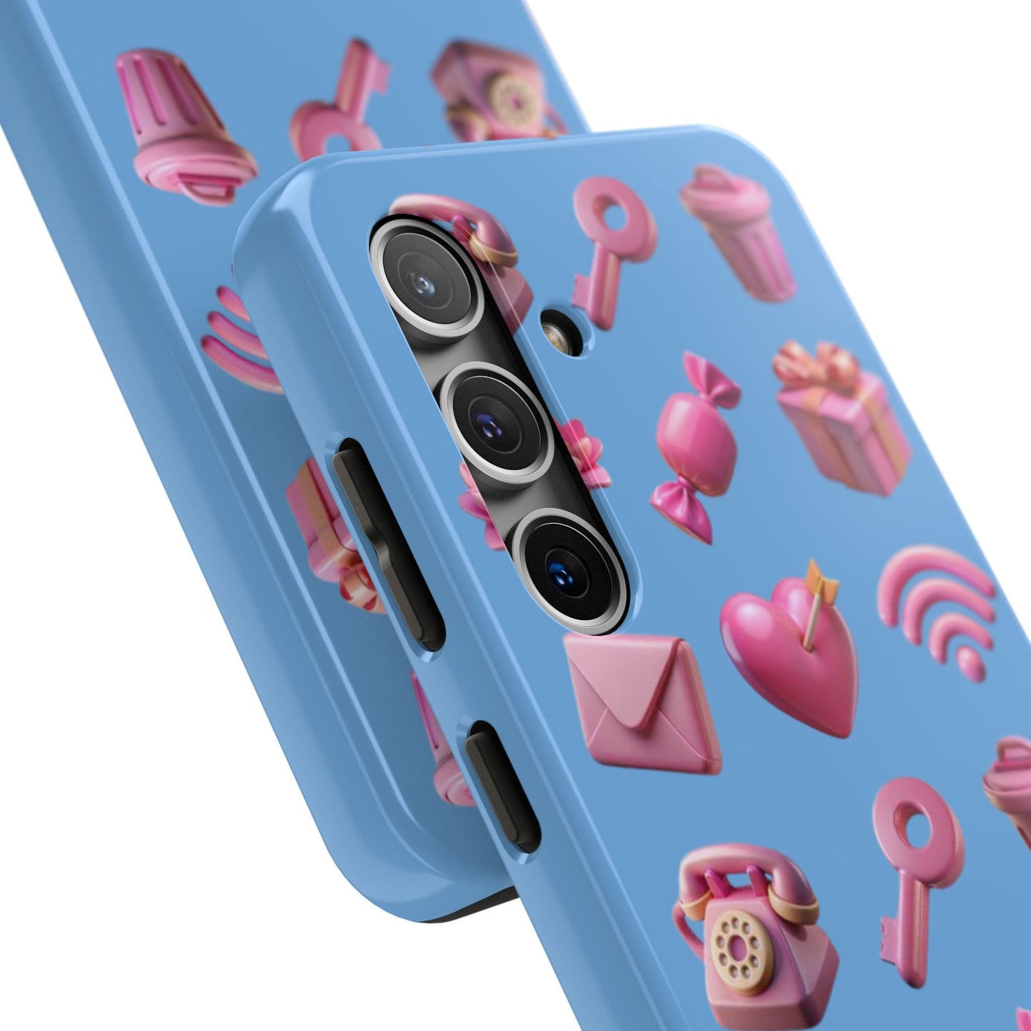 Cute and Colorful Tough Phone Case - Pink Emojis Design