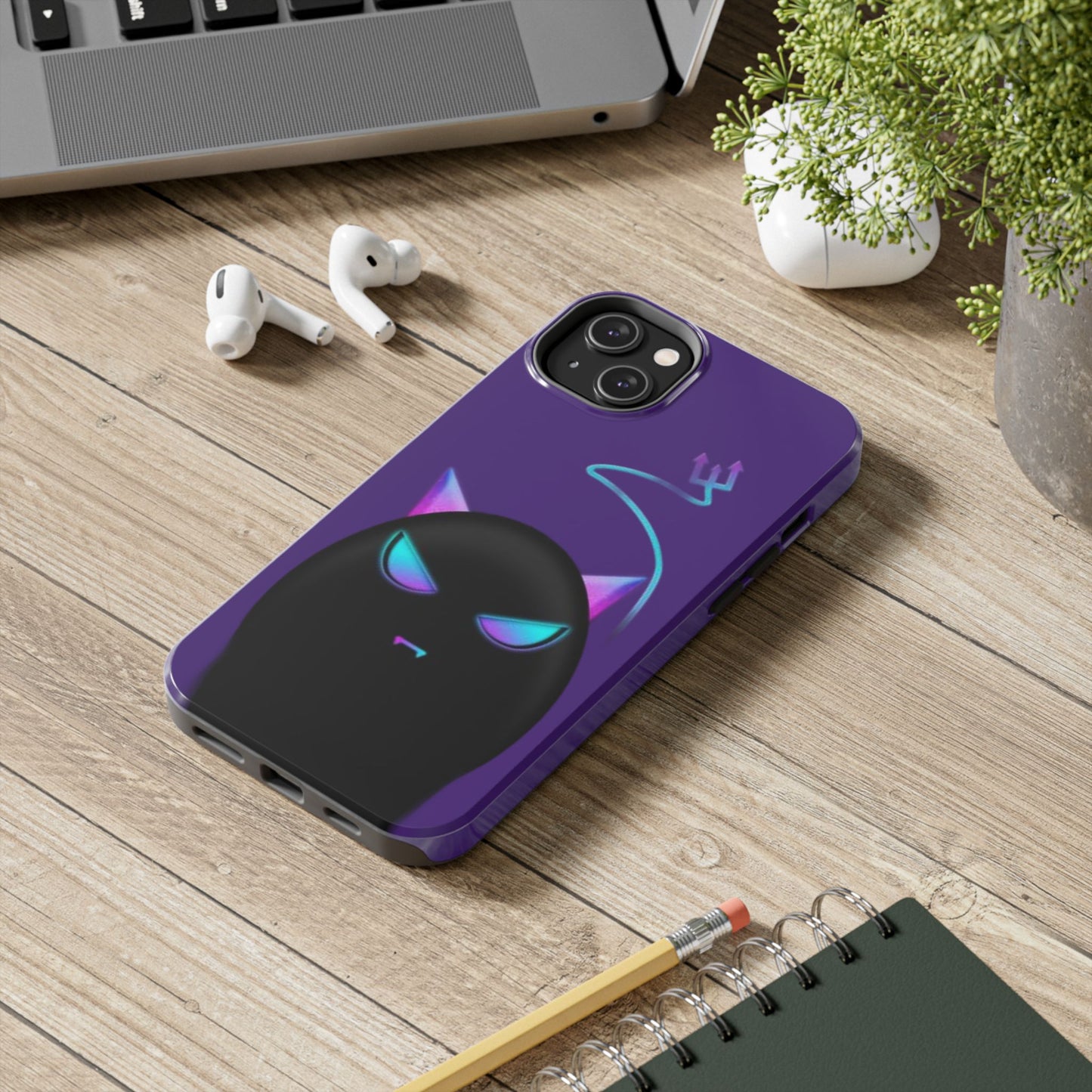 Demonic Cat Tough Phone Case - Cute & Edgy Phone Protection for Cat Lovers