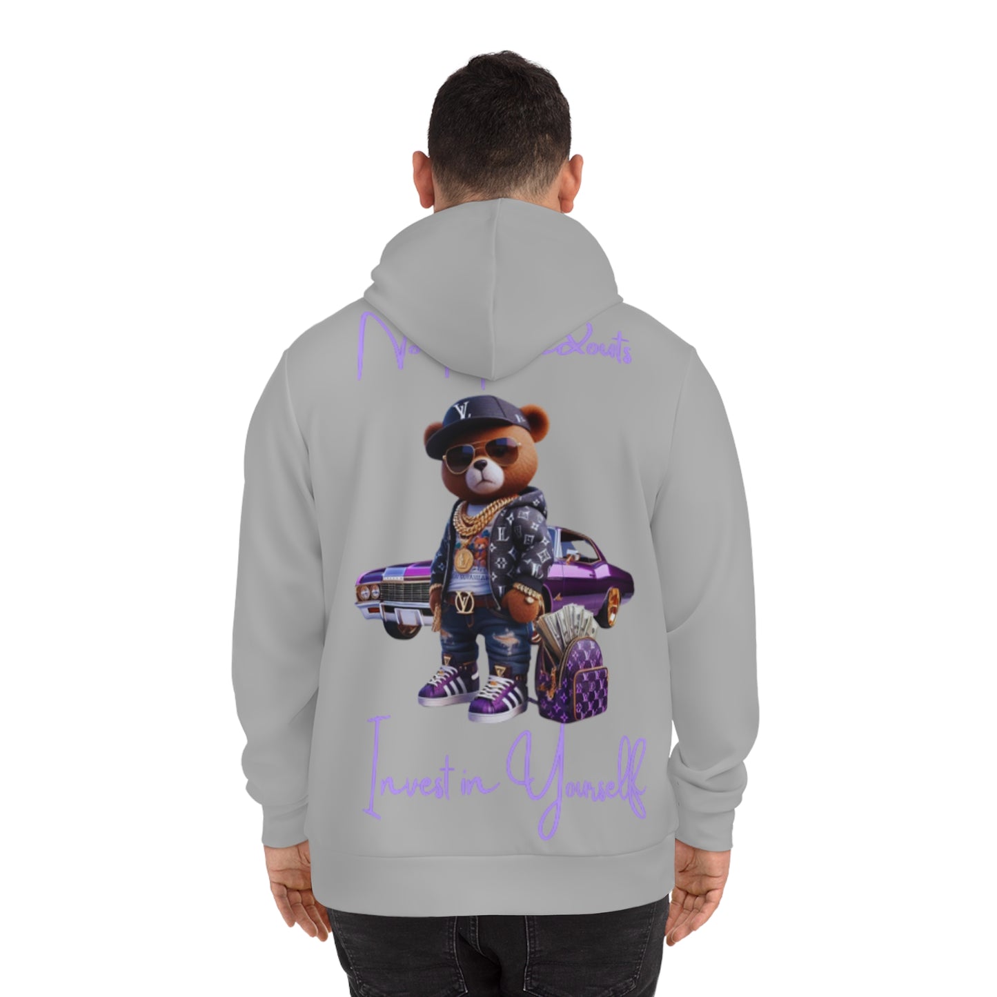 Ash Grey "Invest in Yourself" Hoodie – Cool Bear Motivation Sweatshirt