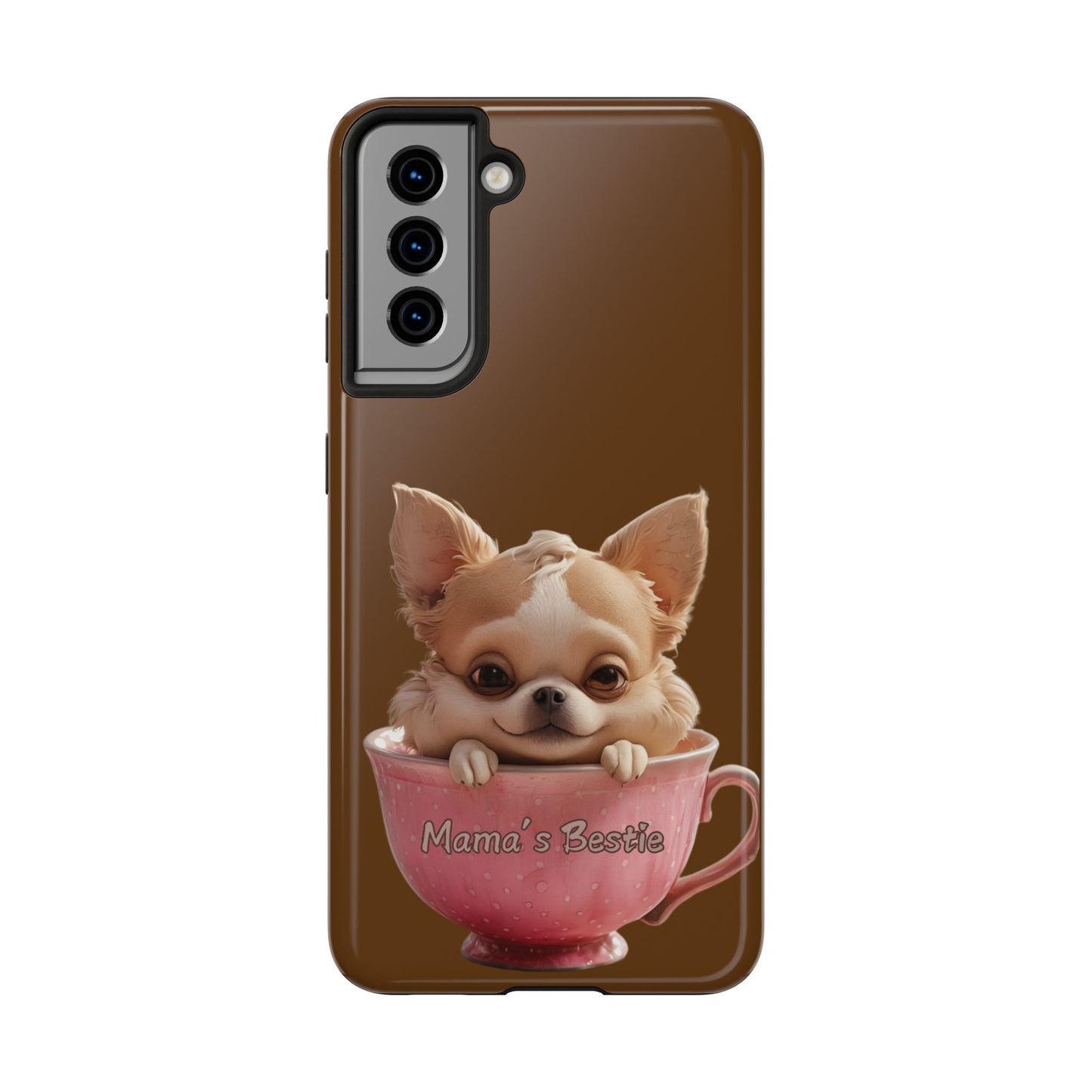 Cute Chihuahua Tough Phone Case - 'Mama's Bestie' Design