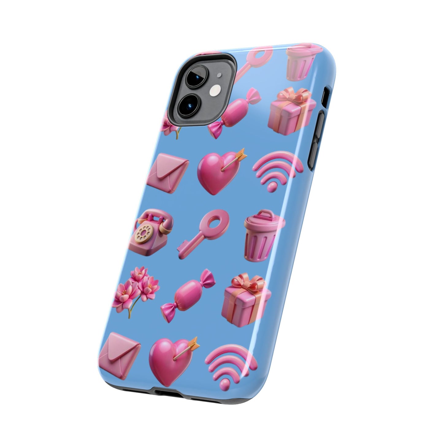 Cute and Colorful Tough Phone Case - Pink Emojis Design