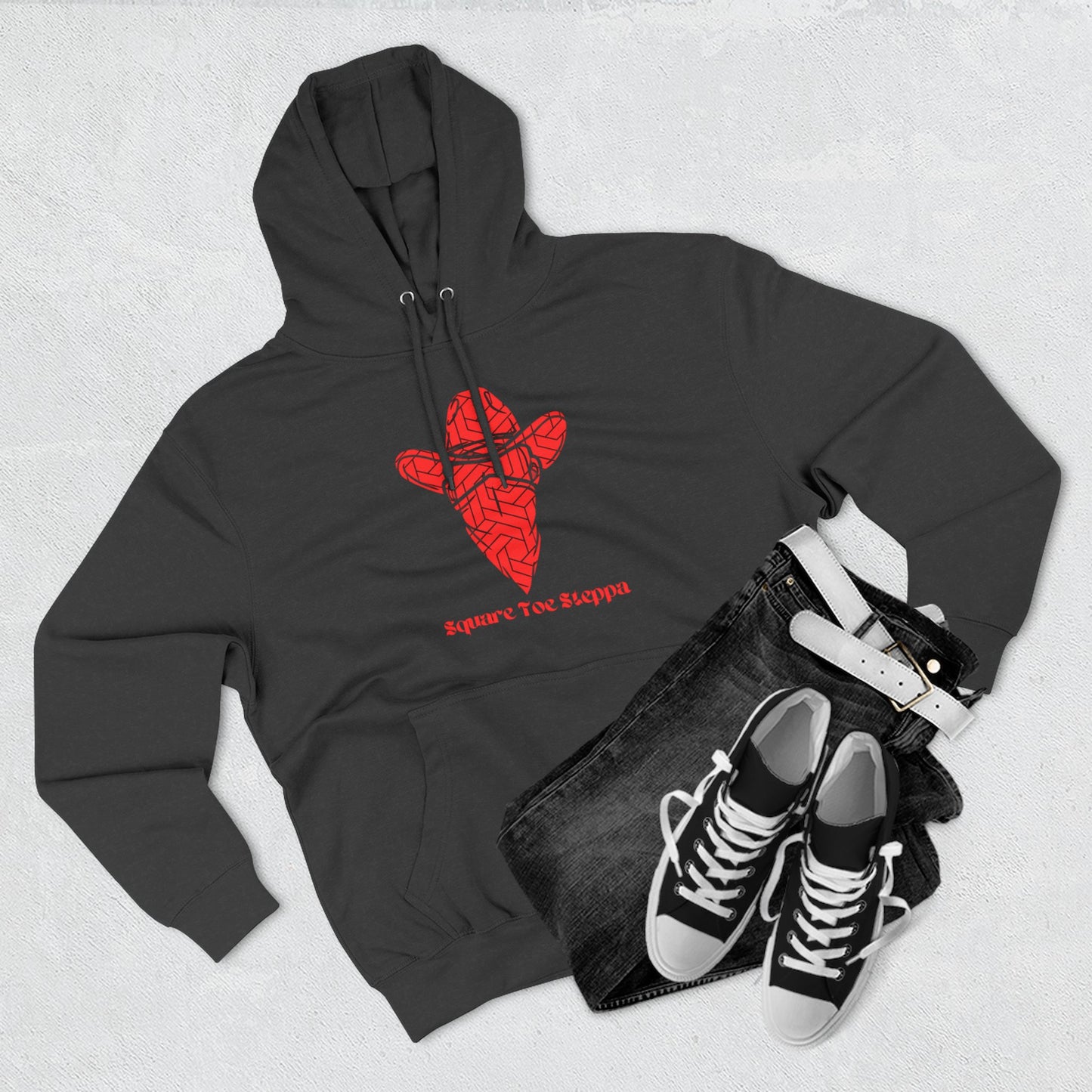 Saddle Brown Men’s Hoodie – "Square Toe Steppa" Western Cowboy with Drawstrings & Kangaroo Pocket