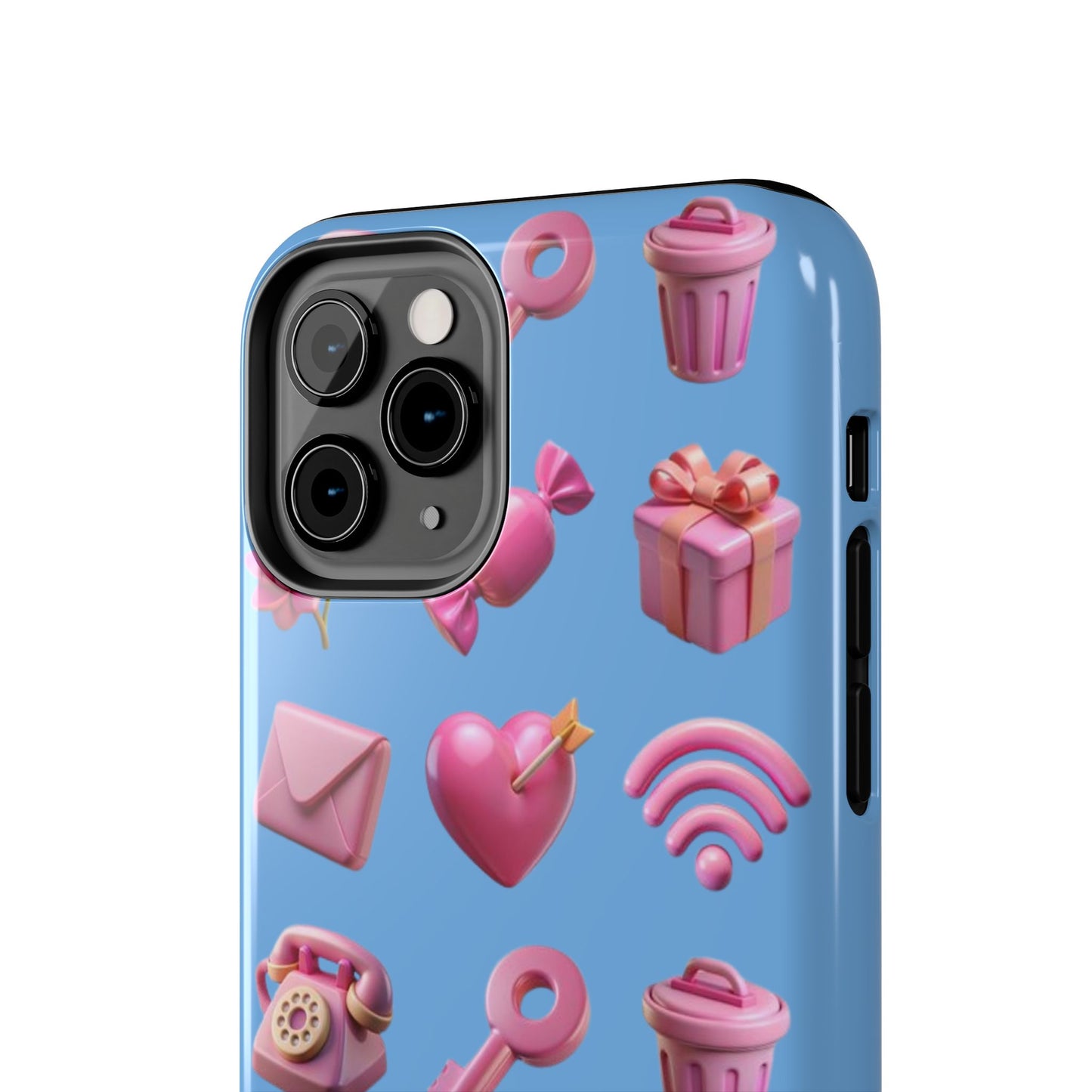 Cute and Colorful Tough Phone Case - Pink Emojis Design