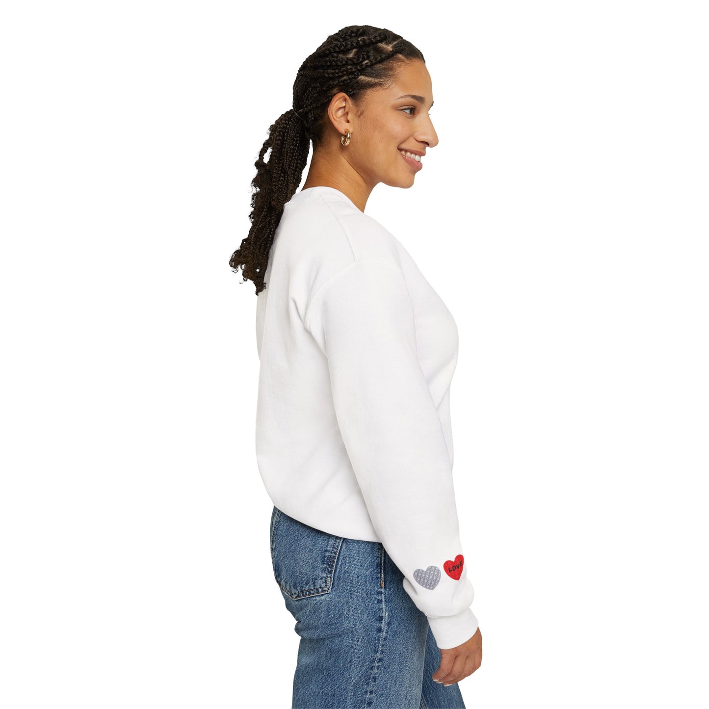 Ivory Cloud White Sweatshirt for Women – Love Hearts Cozy Everyday Sweater