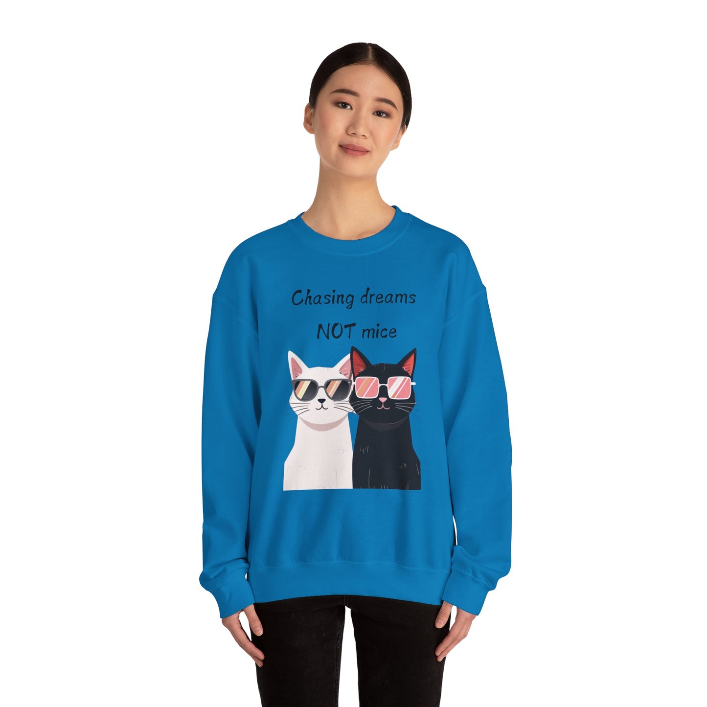 Dusty Lilac Chasing Dreams Cat-Lover Sweater for Men & Women – Whiskered Motivation Style