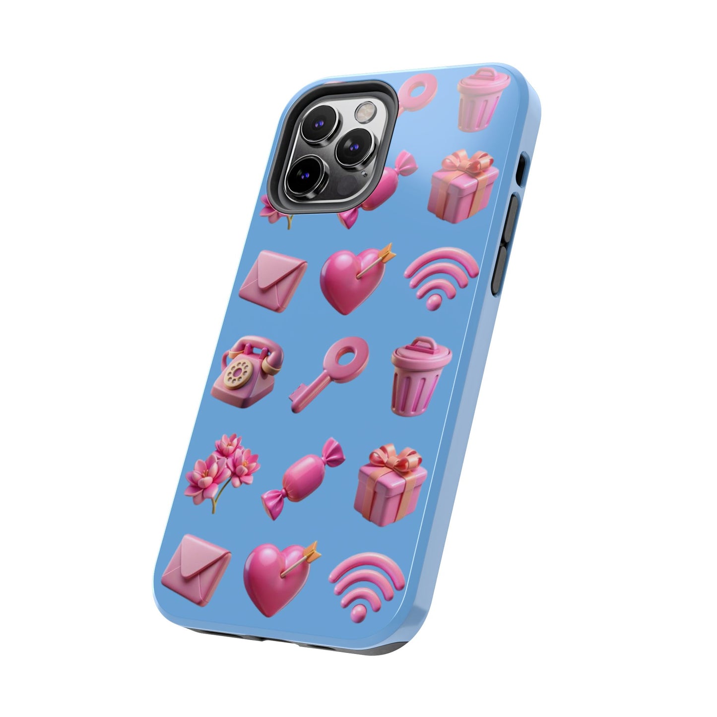 Cute and Colorful Tough Phone Case - Pink Emojis Design