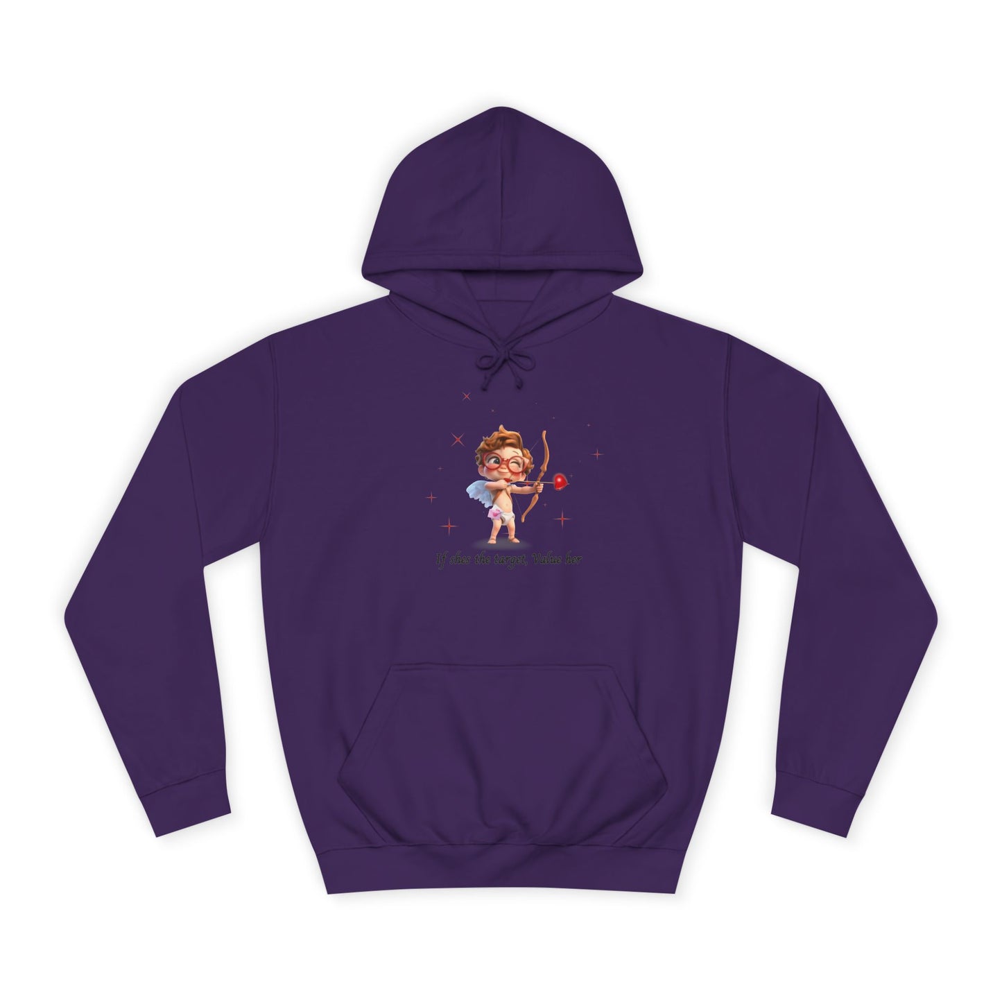 Ivory Cloud White Hoodie for Women – Value Her Cupid-Inspired Love Graphic Sweater